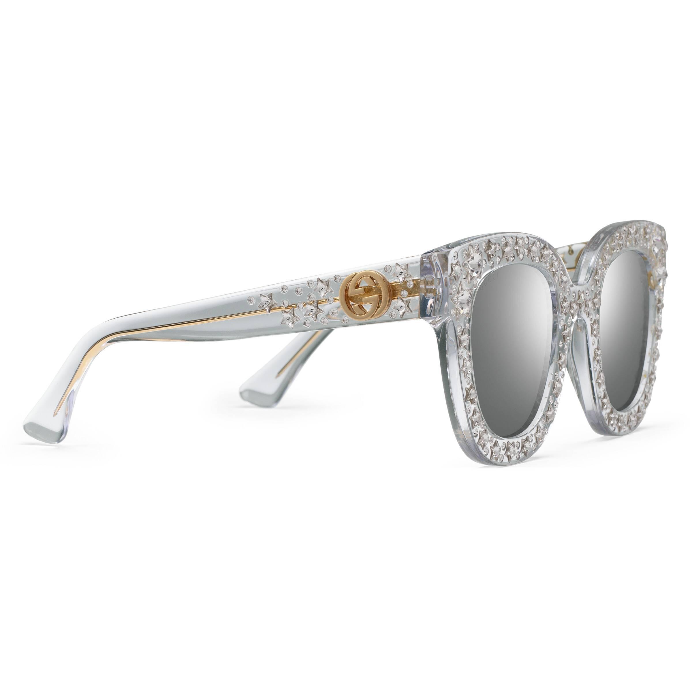 gucci cat eye acetate sunglasses with stars
