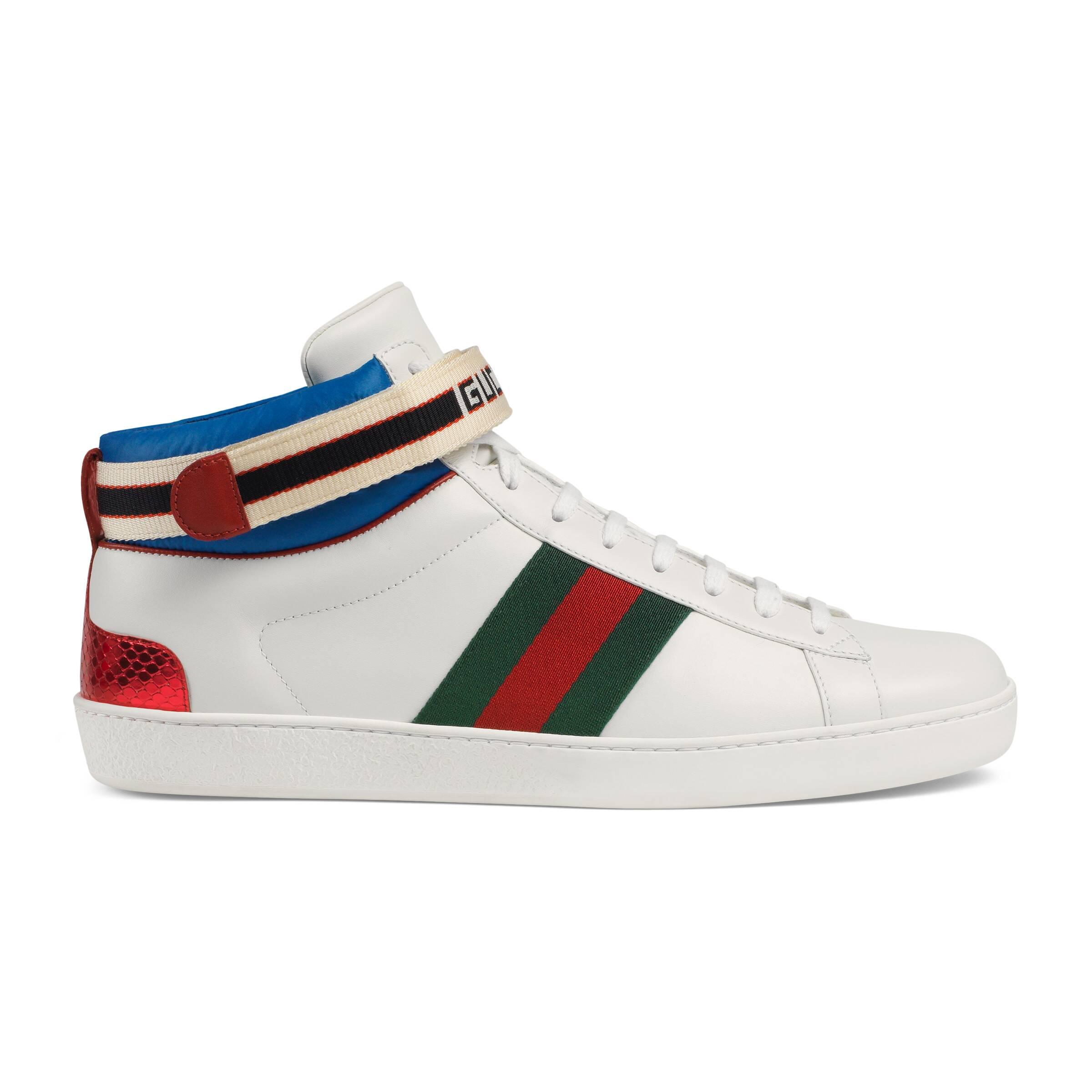 Sneakers new ace high in pelle soft con fasce web e nylon da Uomo di Gucci  in Bianco | Lyst