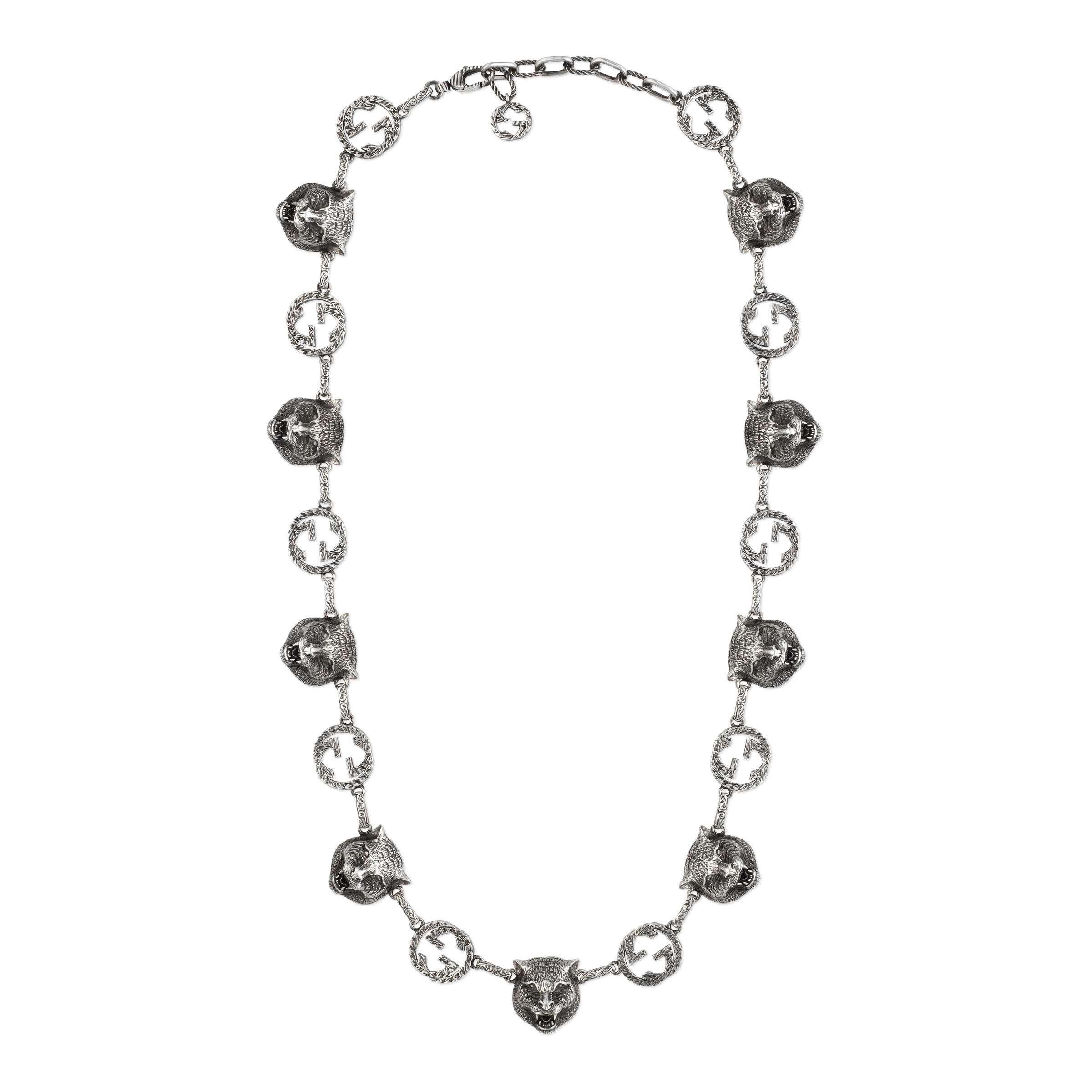 Gucci Men's necklace in silver with feline head YBB433608001 - Jewelry, Mens  Jewelry - Jomashop