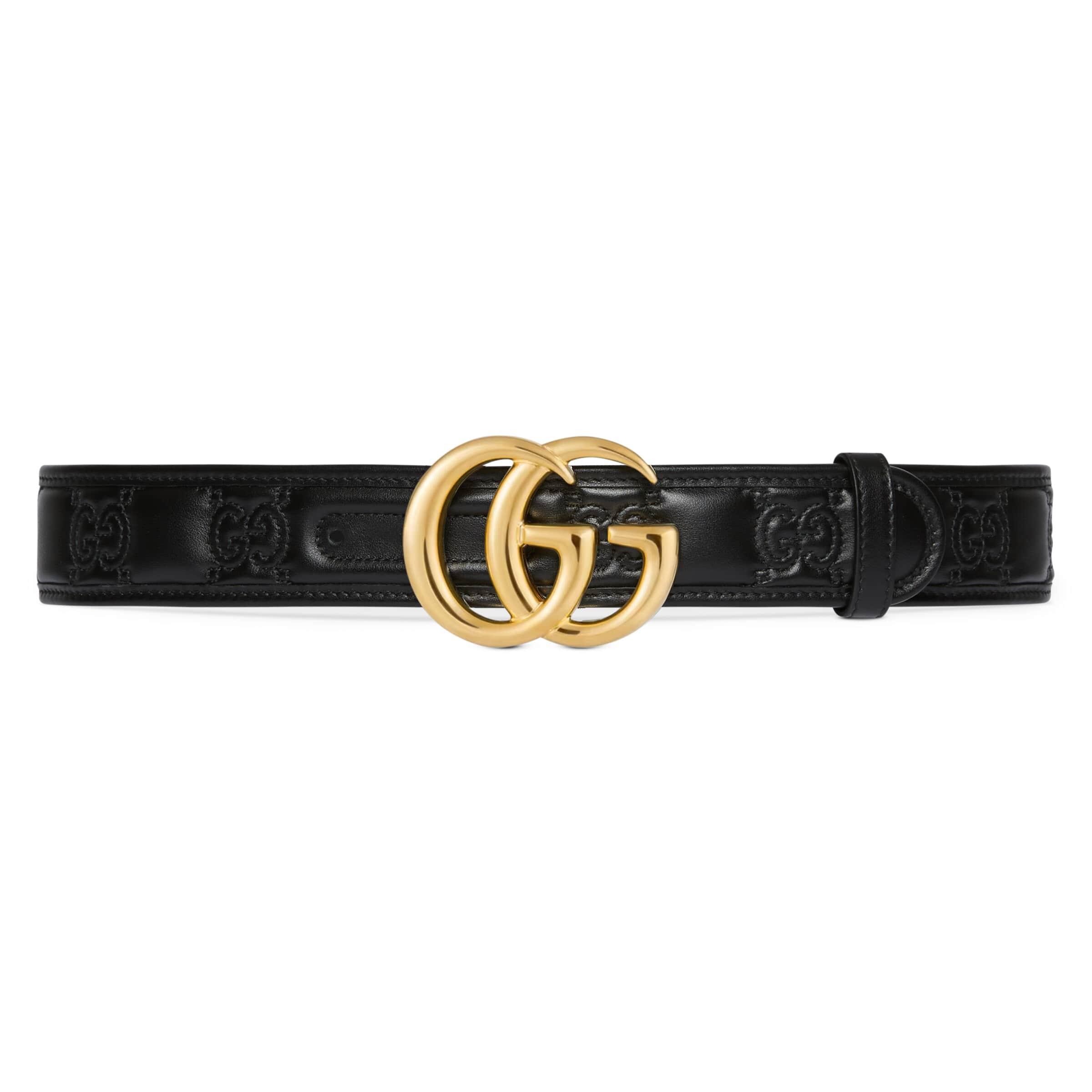 Gucci GG Marmont Matelasse Wide Leather Belt in Black | Lyst