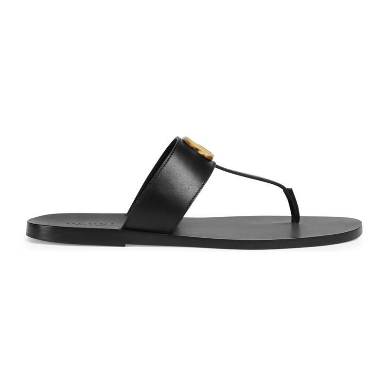 Gucci Leather Thong Sandal With Double G in Black for Men | Lyst