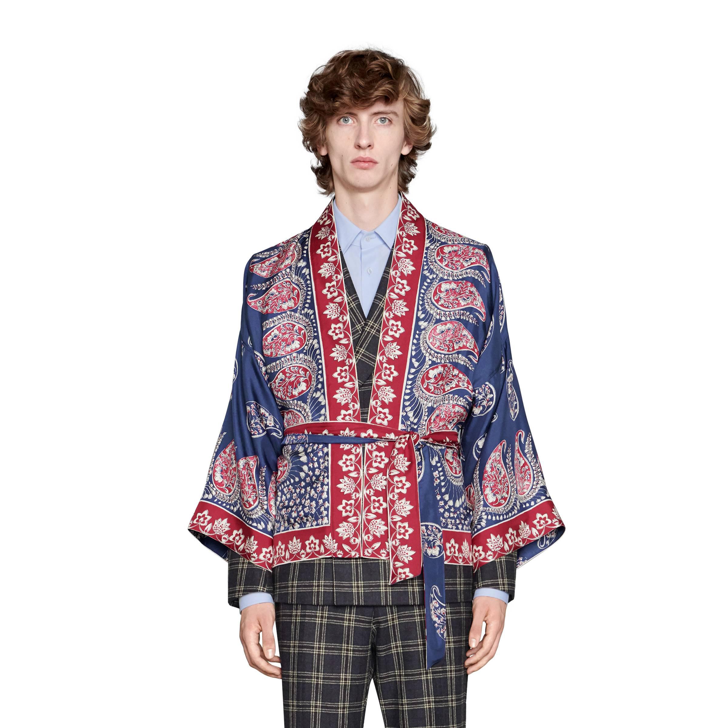 Giacca kimono in setaGucci in Seta da Uomo colore Blu | Lyst