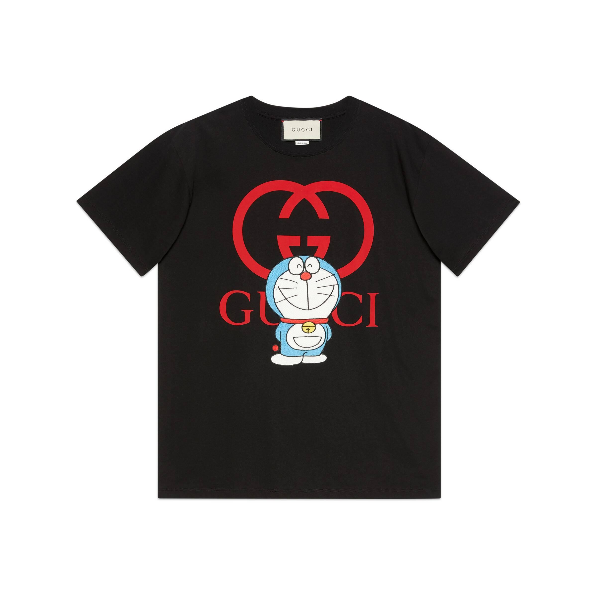 Morgue Sentimental Gimnasia Camiseta de algodón Doraemon x Gucci de color Negro | Lyst