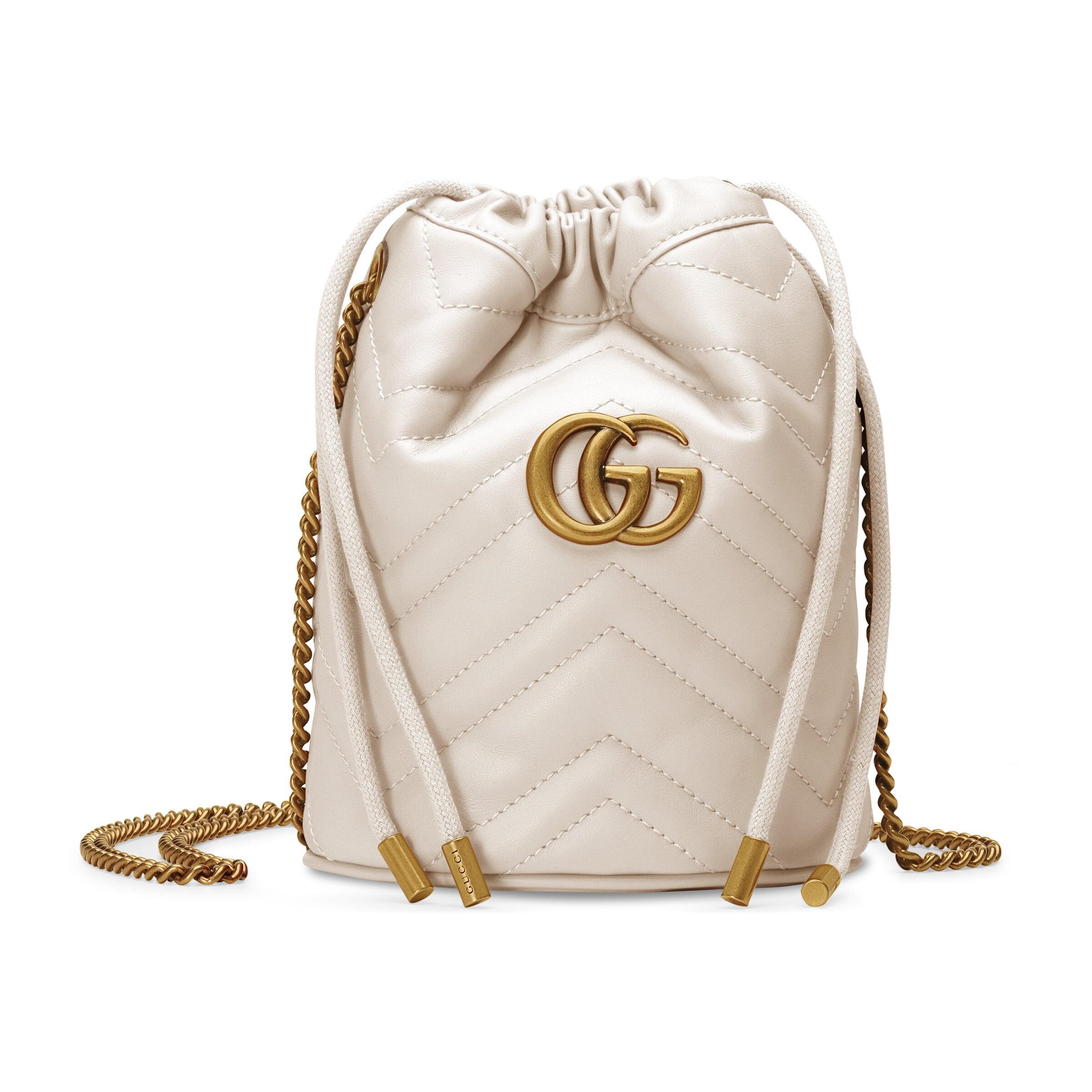 Gucci Leather GG Marmont Mini Bucket Bag in White - Save 5% - Lyst