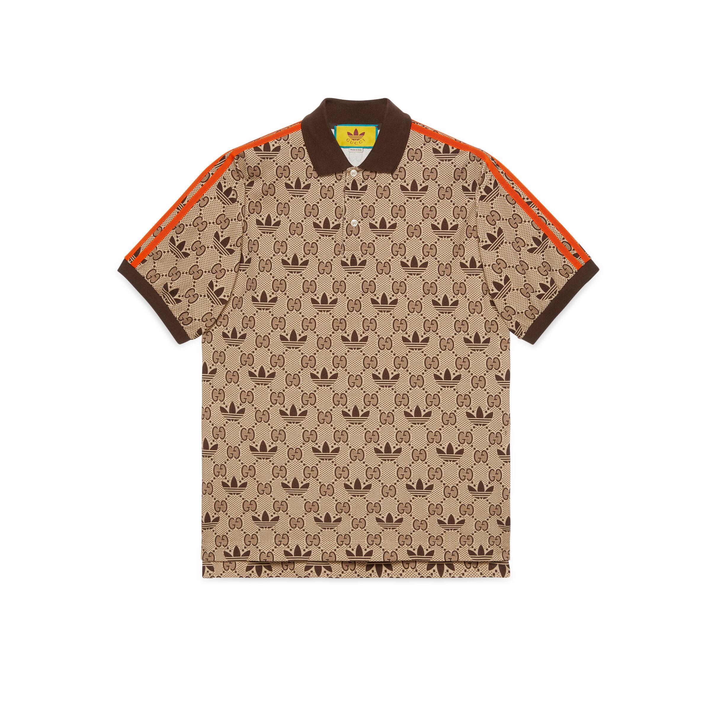 Gucci Adidas X gg Trefoil Polo Shirt in Brown for Men | Lyst