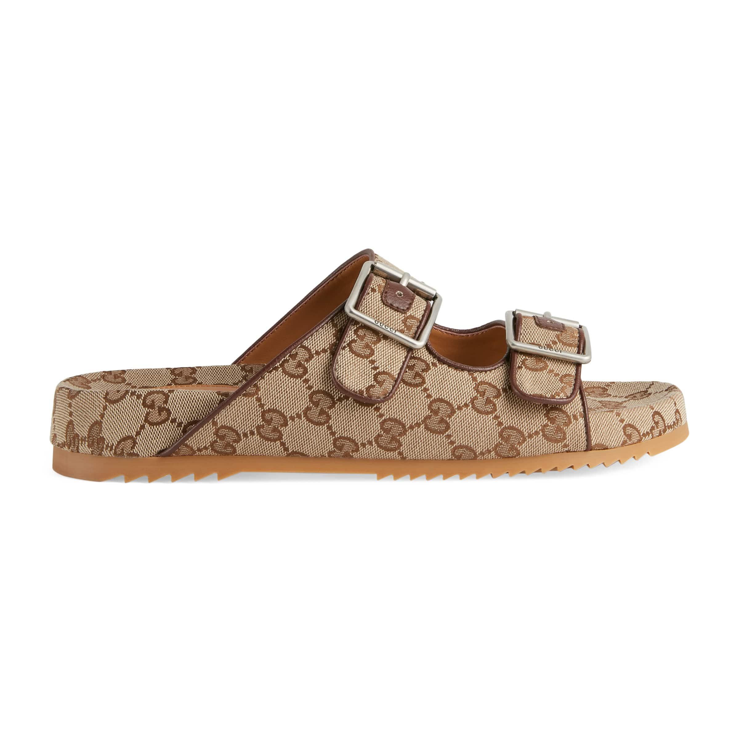 Gucci Canvas Slide Sandal With Straps 