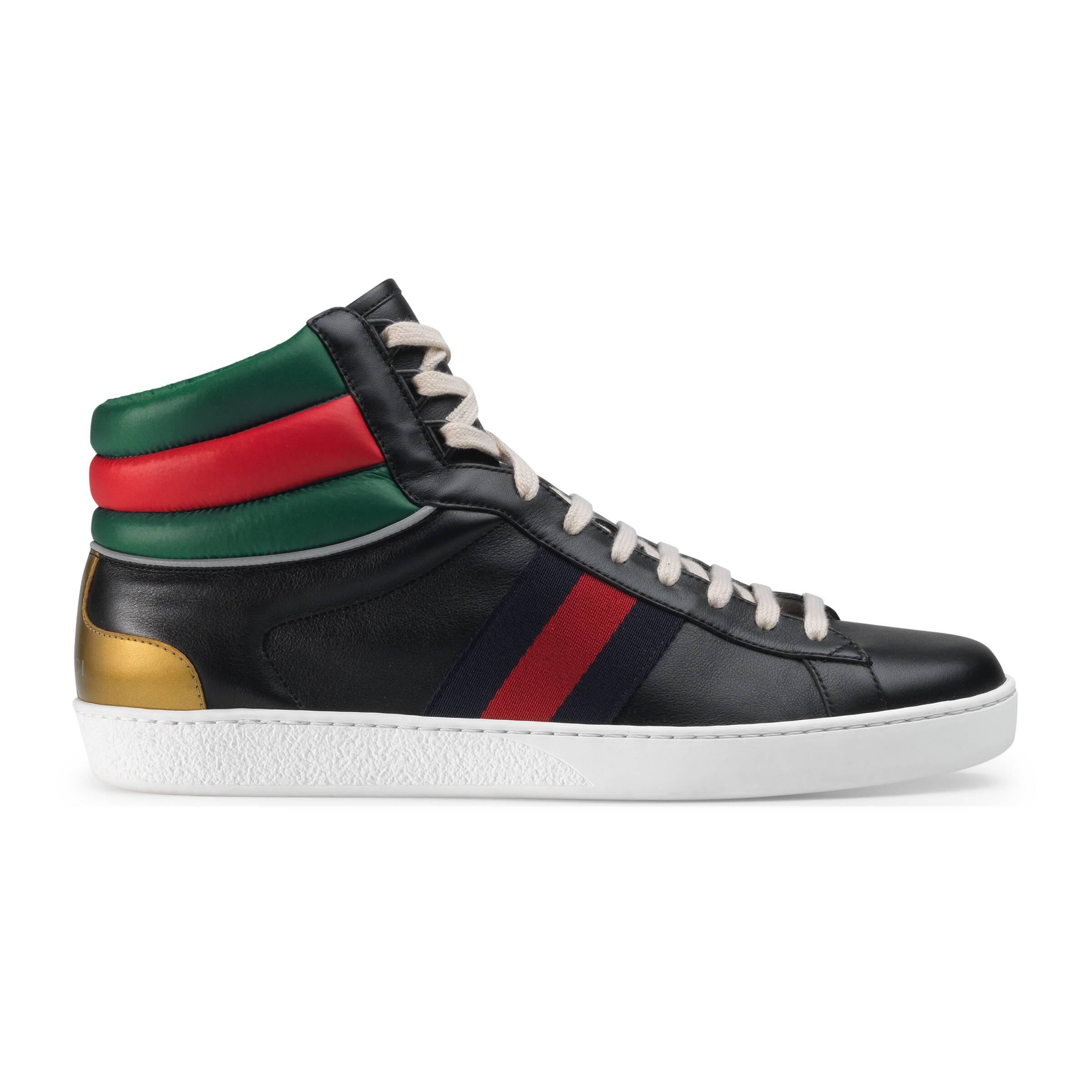 Gucci Synthetic Ace High-top Sneaker in Black Leather (Black) for Men ...