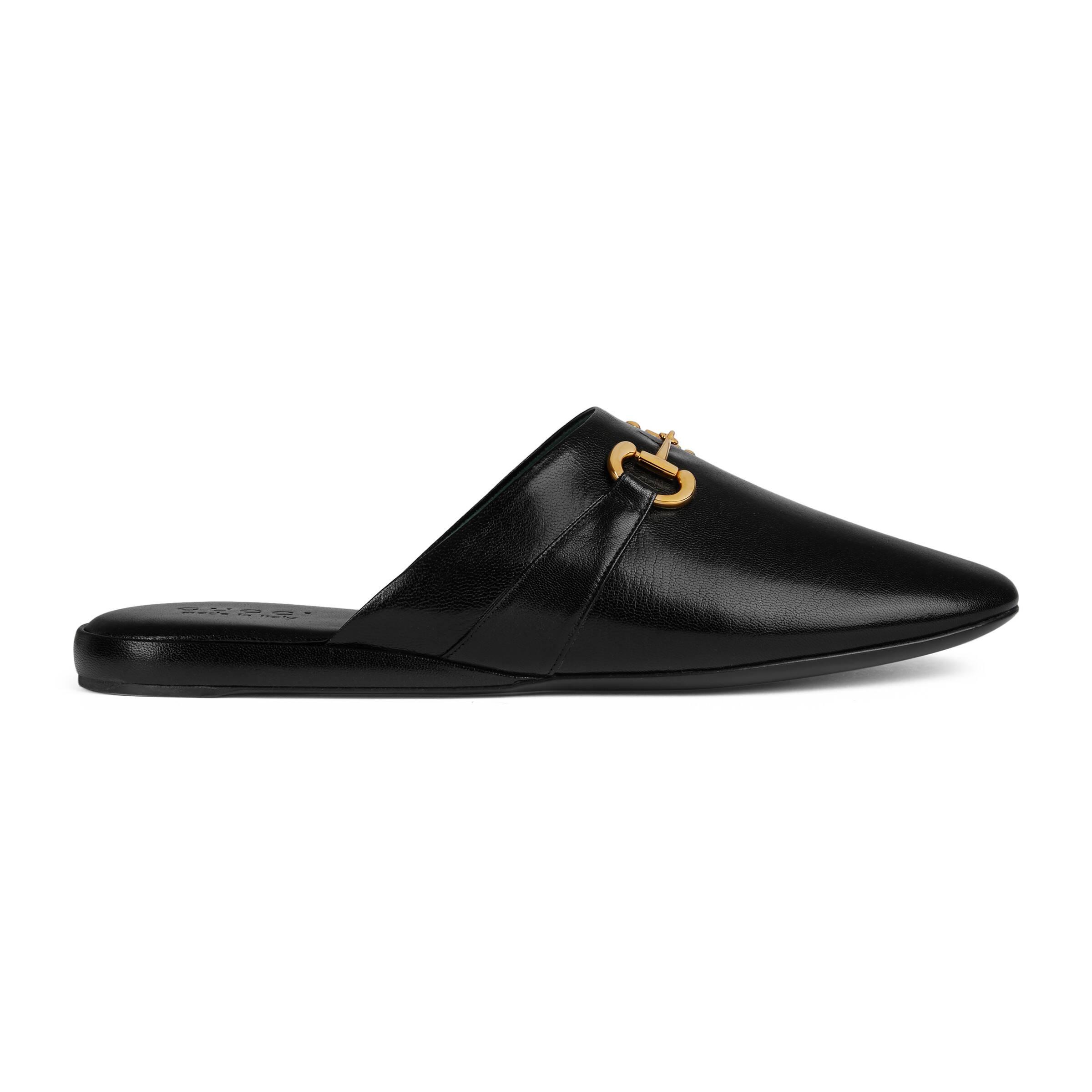 gucci black leather slip on