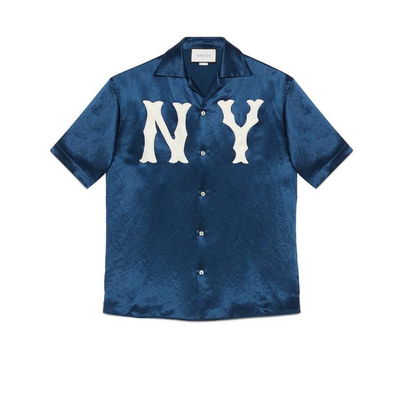 Chemise de bowling à empiècement NY Yankees Gucci pour homme en coloris  Bleu | Lyst