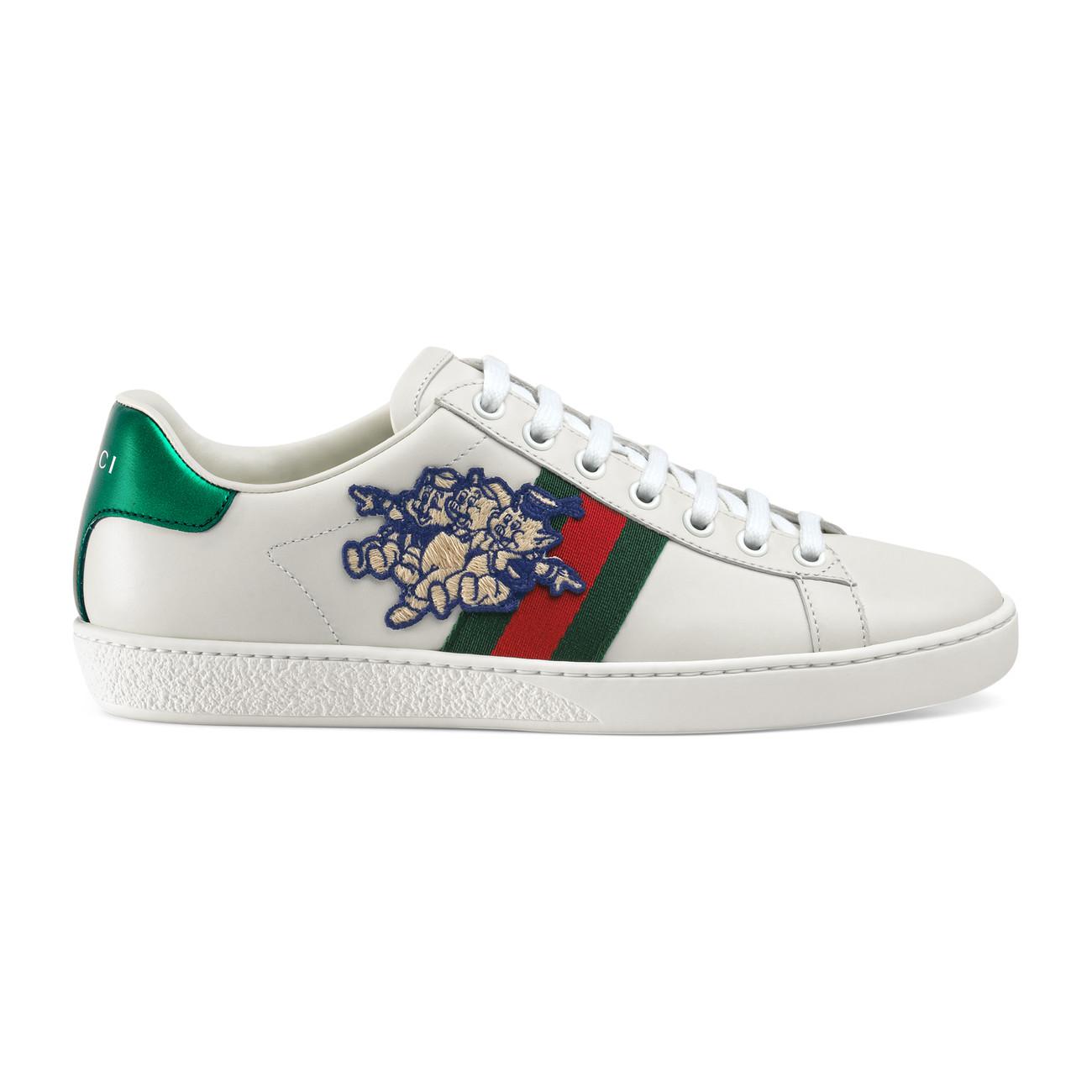 Gucci Ace Sneaker With Three Little Pigs in White | Lyst