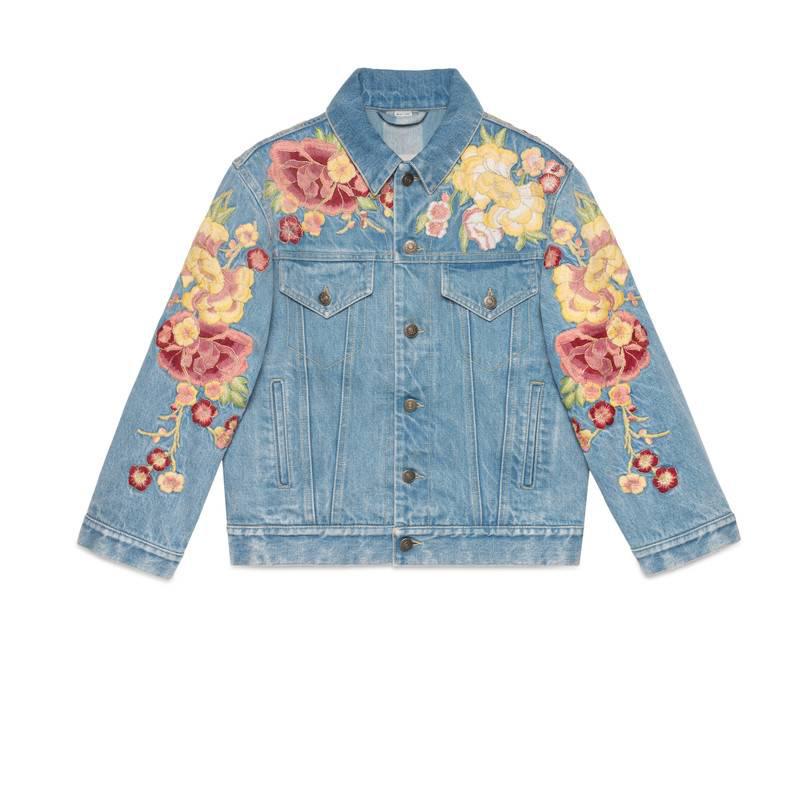 Embroidered Floral Denim in Denim, Light Blue - Lyst