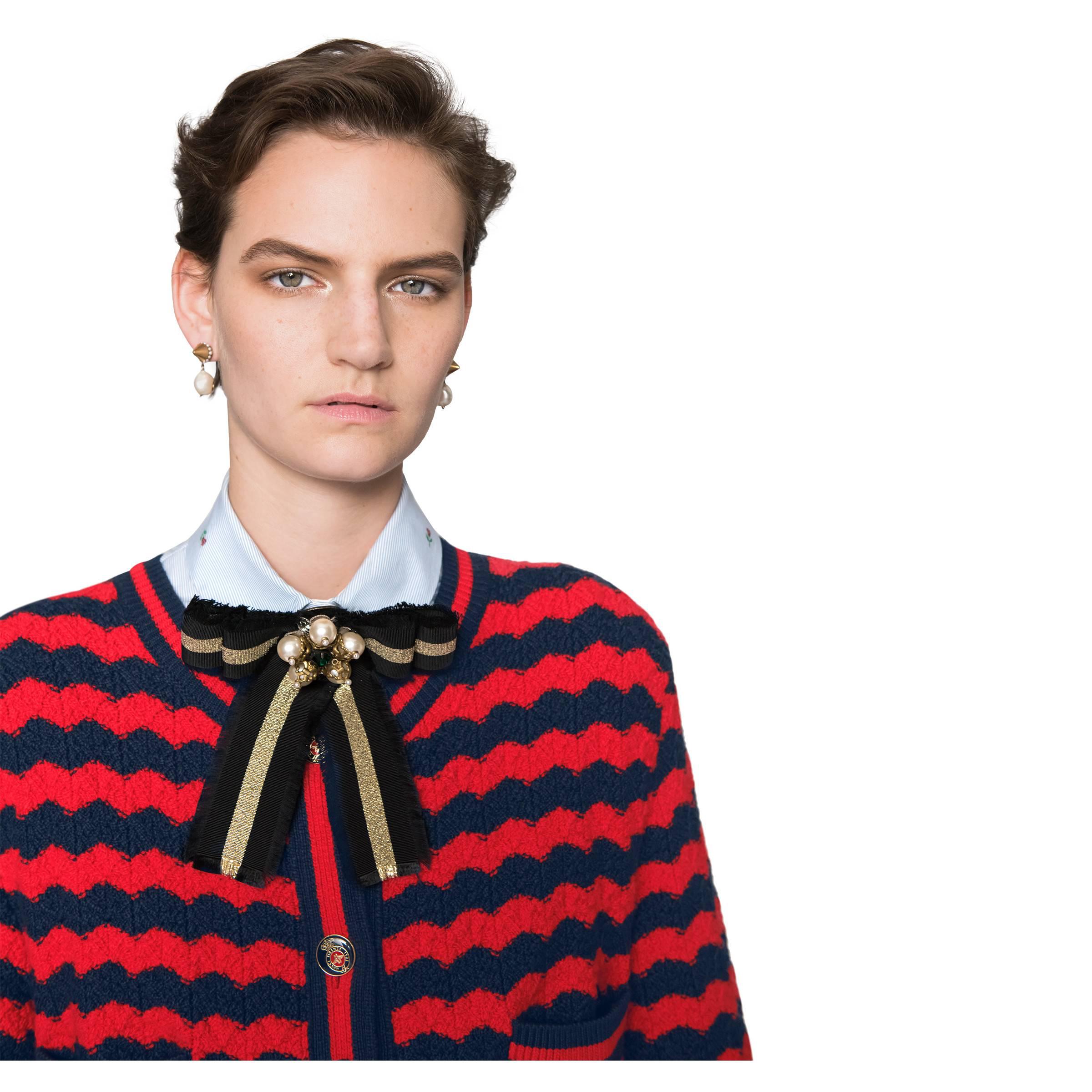 Spilla a forma di fiocco con dettaglio Web in gros-grain di Gucci in Nero |  Lyst