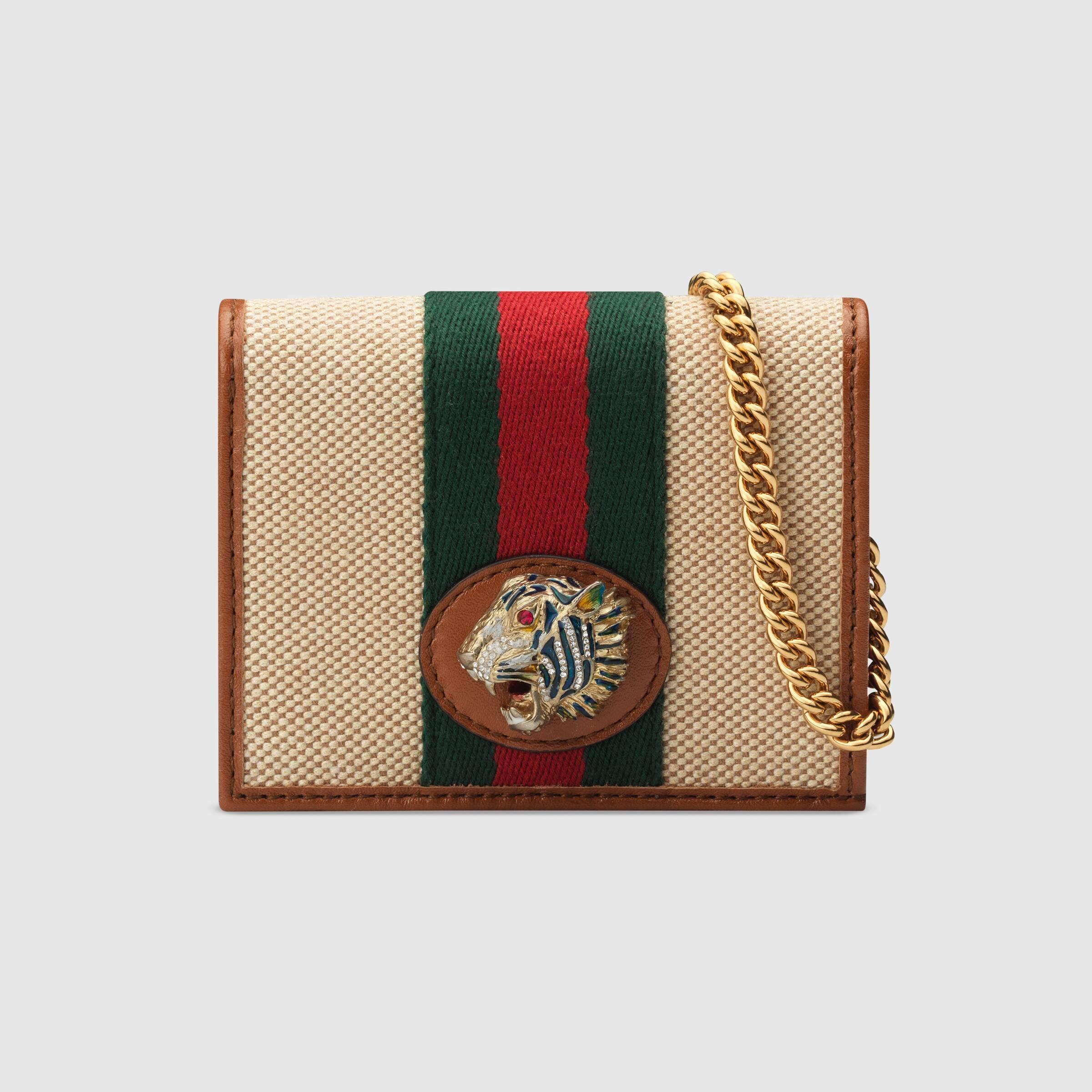 Gucci Leather Rajah Chain Card Case 