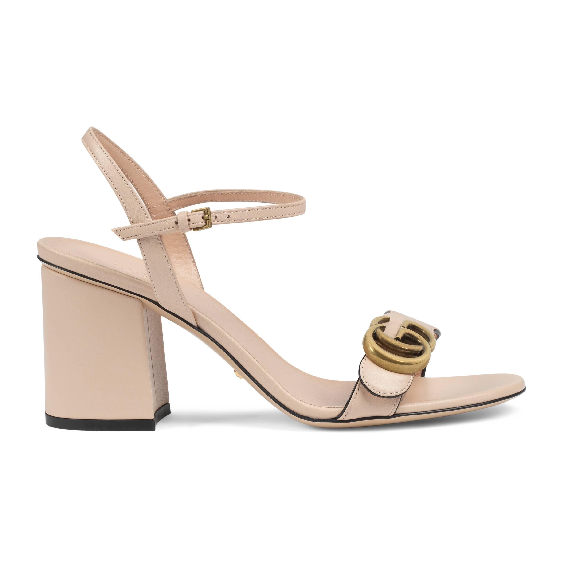Gucci Leather Mid-heel Sandal With Double G - Lyst