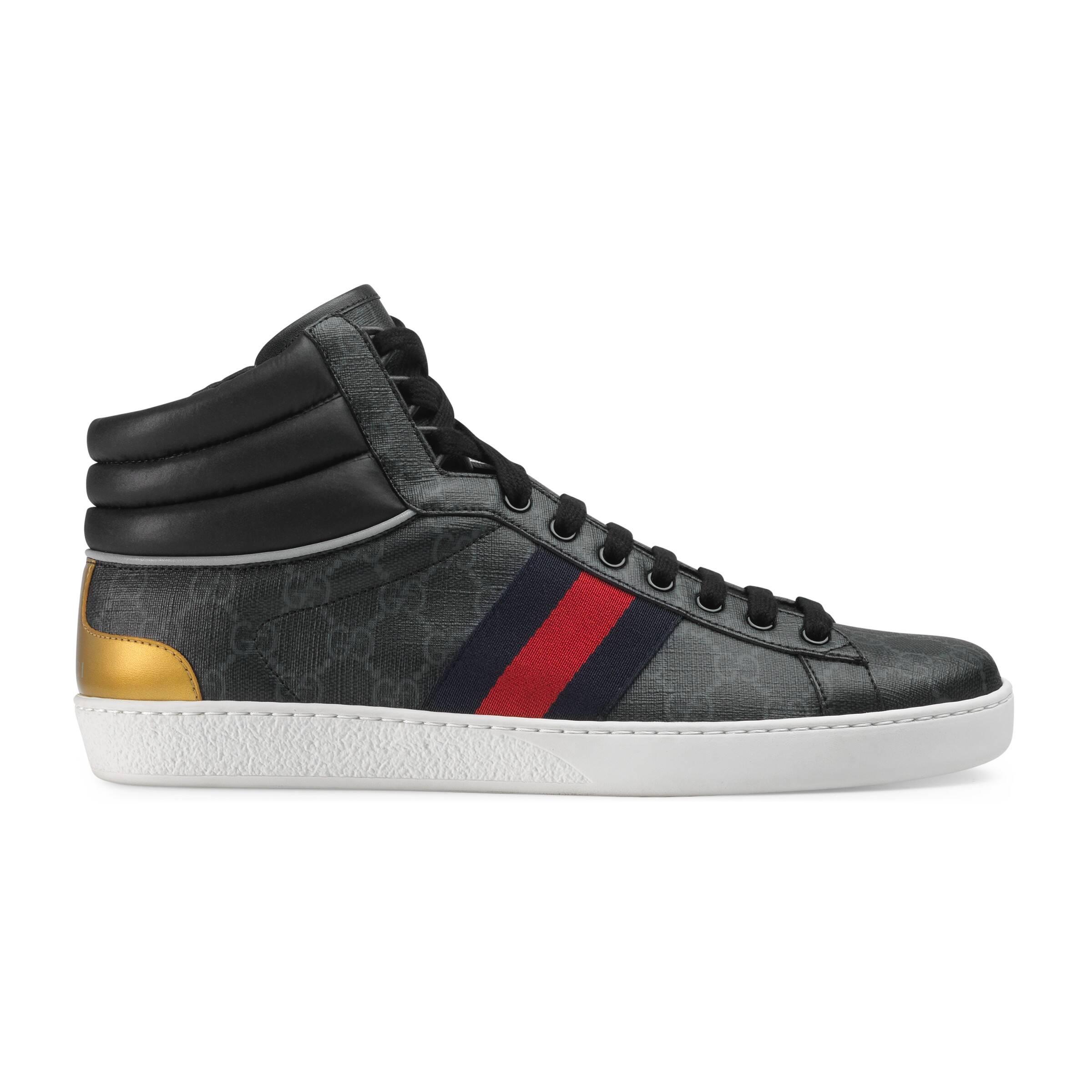 Gucci Ace GG High-top Sneaker in Black/ Anthracite (Black) for Men - Lyst