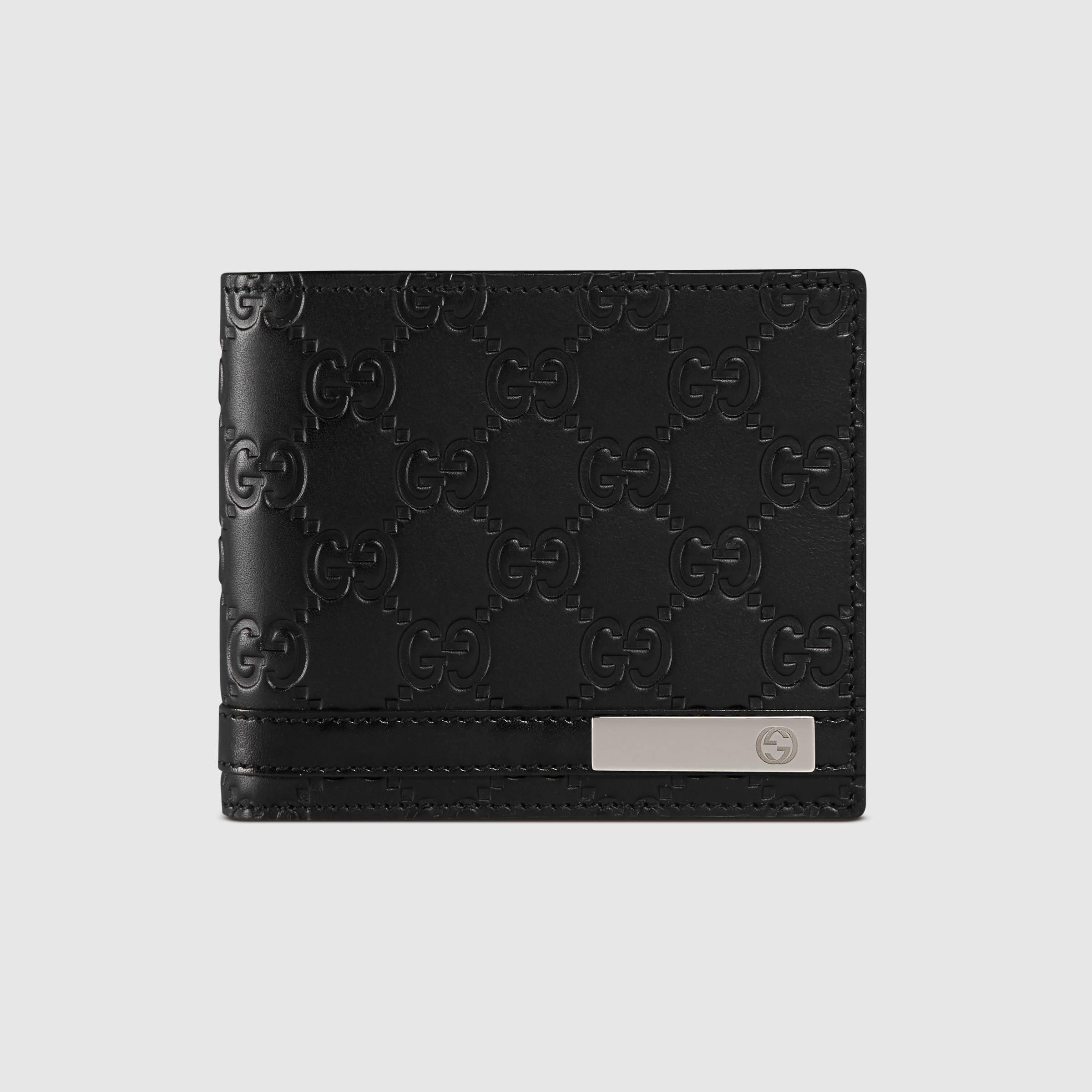 Leather Signature Wallet Id Window in Black Men - Lyst