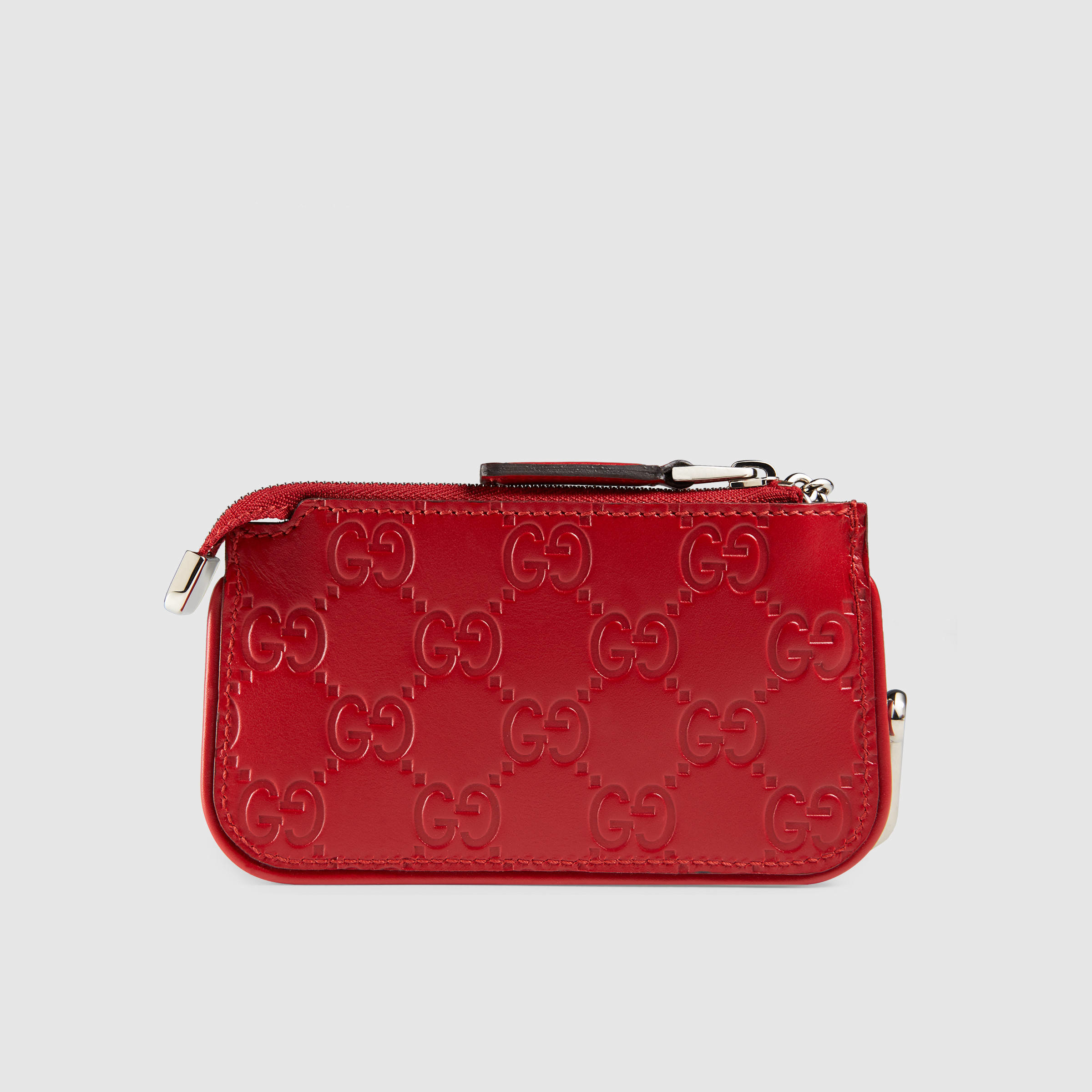 Gucci Signature Leather Key Case in Red