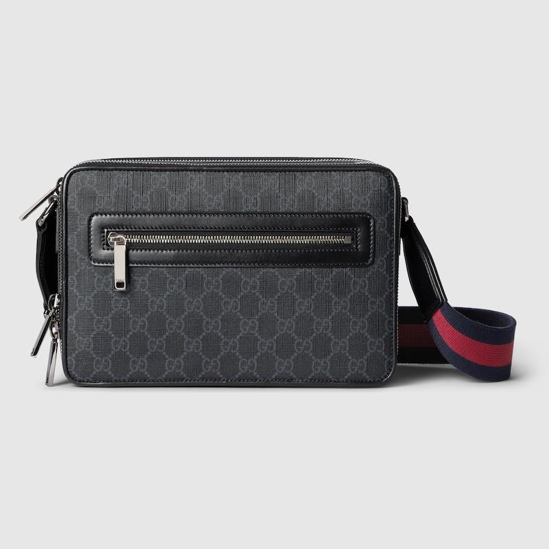 Gucci メンズ Gg ミディアム クロスボディバッグ, ブラック, Gg 