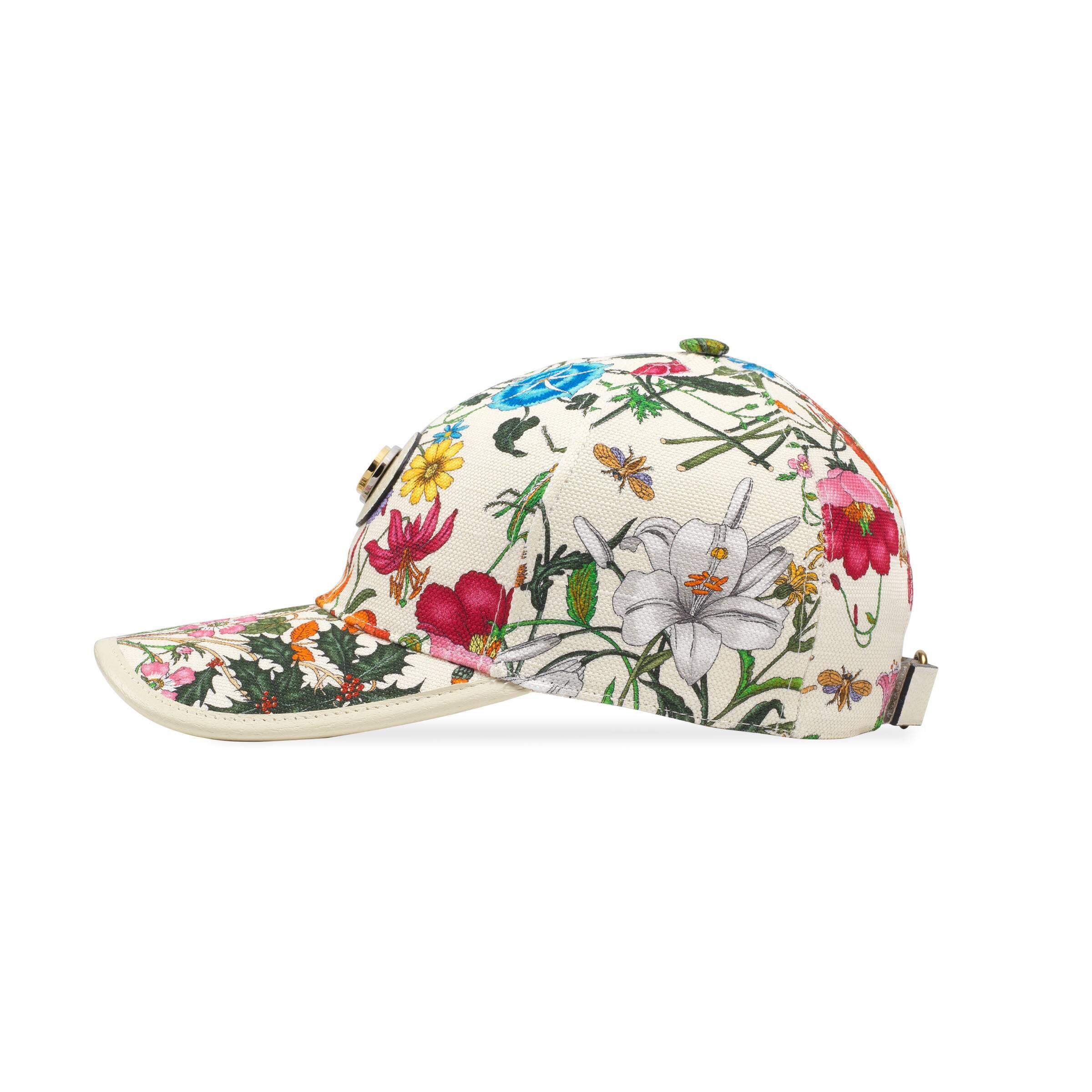 Army skranke ekko Gucci Floral Pattern Baseball Hat in White | Lyst