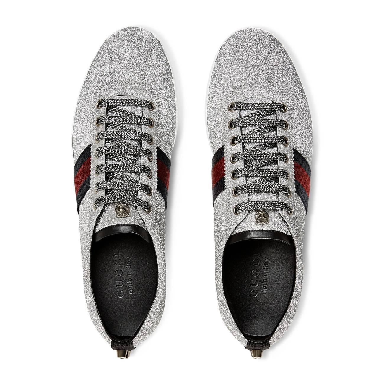 gucci glitter web sneaker with studs