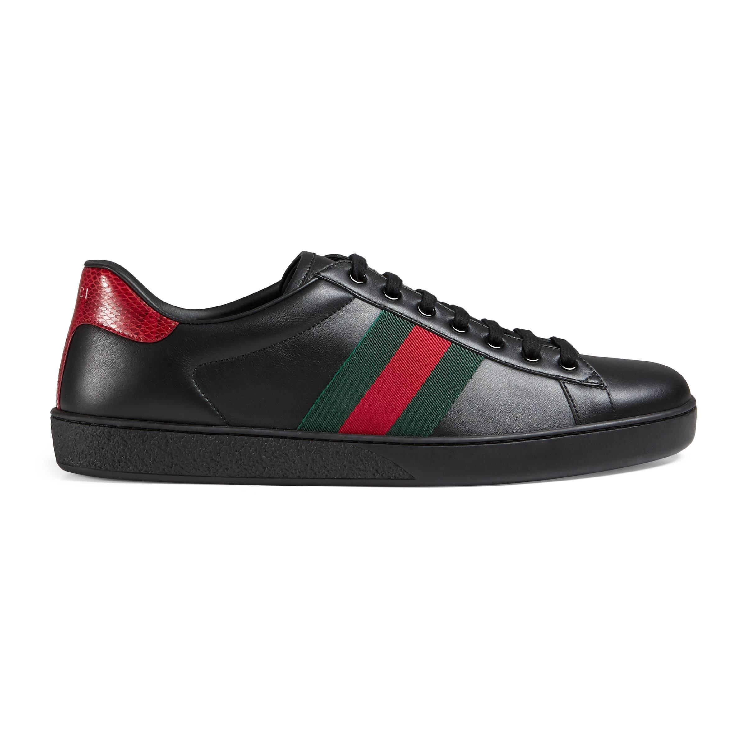 Gucci Leather Ace Embroidered Low-top Sneaker in Black for Men - Save ...
