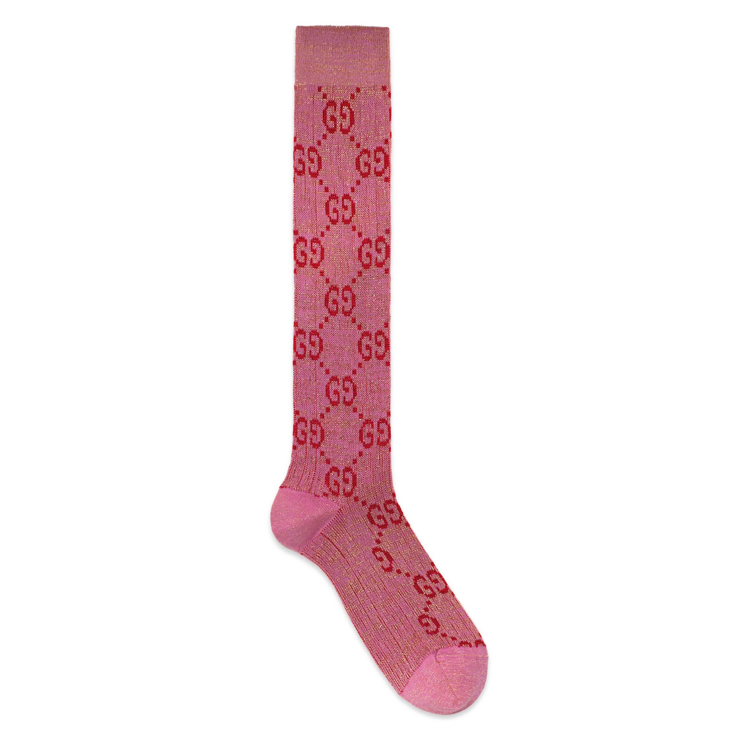 Gucci Cotton Lamé GG Socks in Pink & Purple (Pink) Save 34 Lyst
