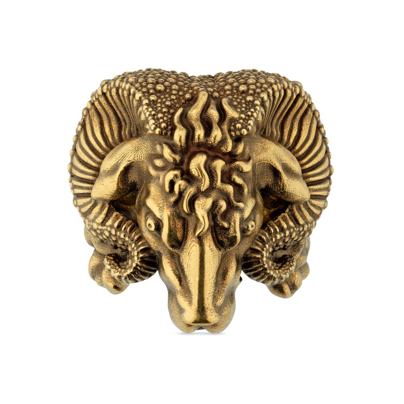 Gucci Metal Ring With Aries in Gold 