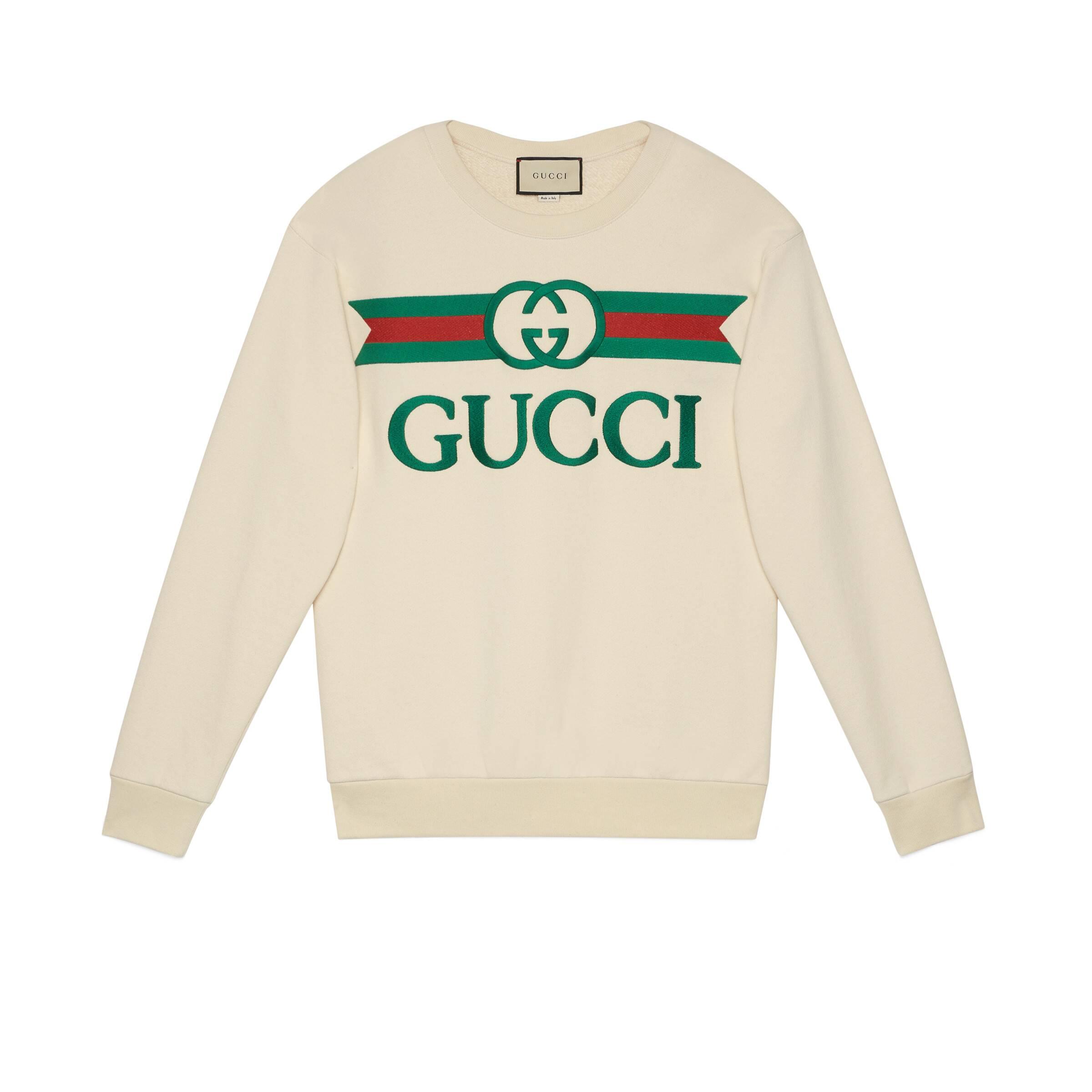 Gucci Cotton Oversize Sweatshirt With Logo in White - Save 41% - Lyst