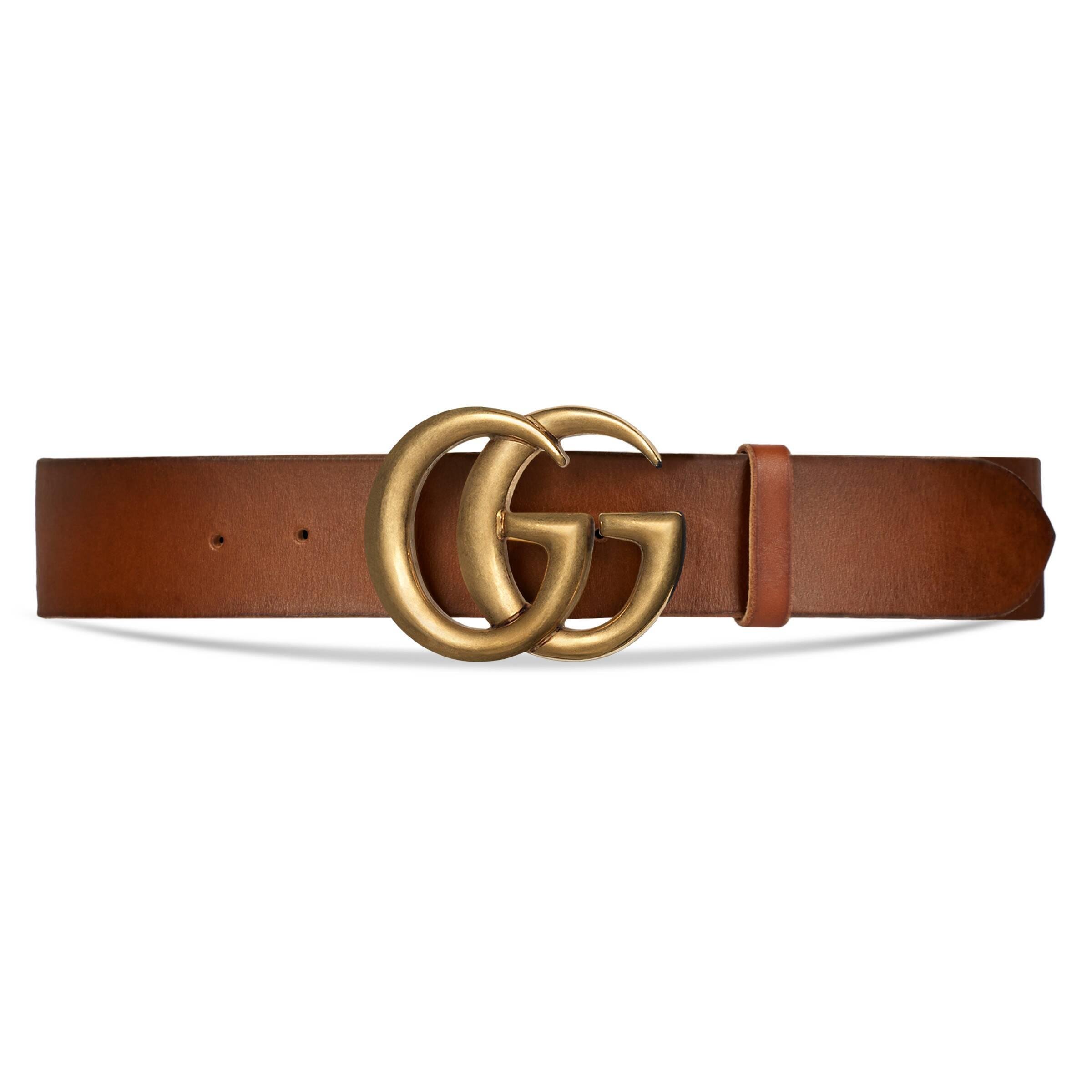 Gucci Leather Belt With Double G Buckle in Brown for Men - Lyst