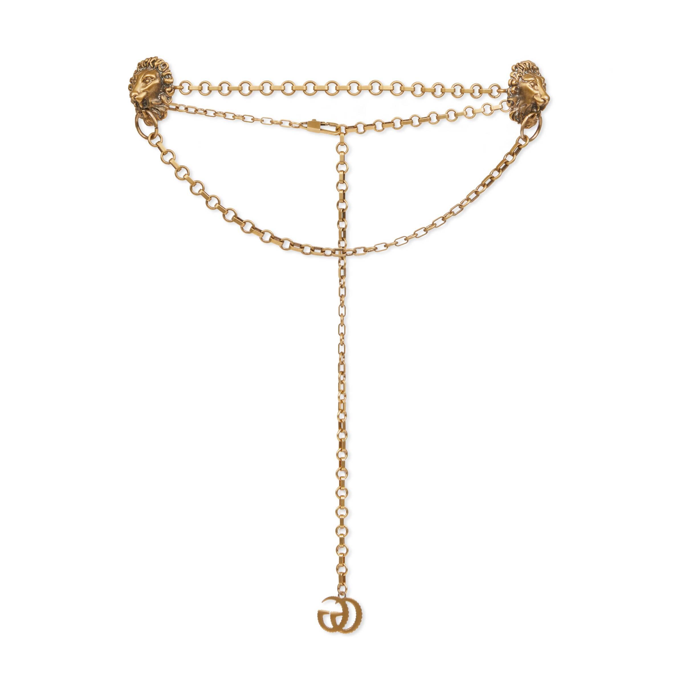 Gucci Chain Belt With Lion Heads in Metallic | Lyst