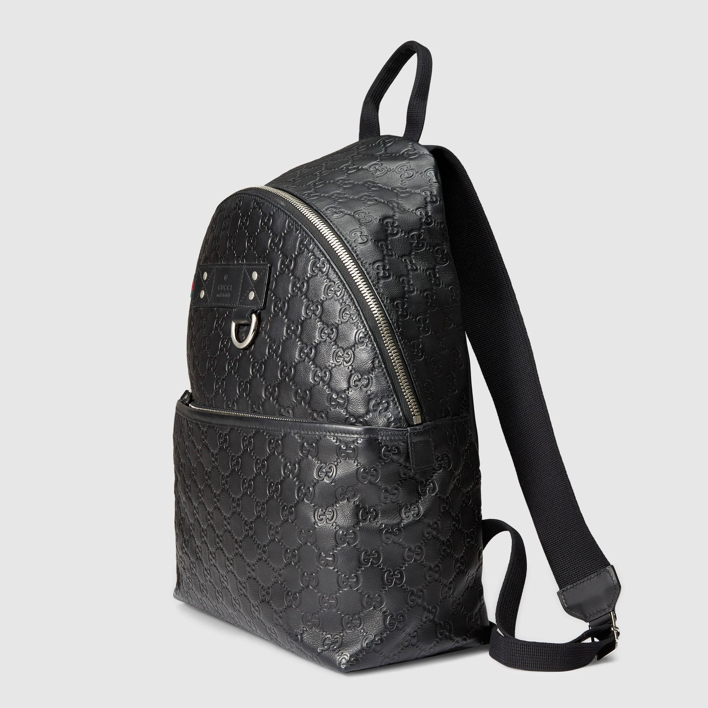Gucci Black Rubber Ssima Leather Backpack for Men