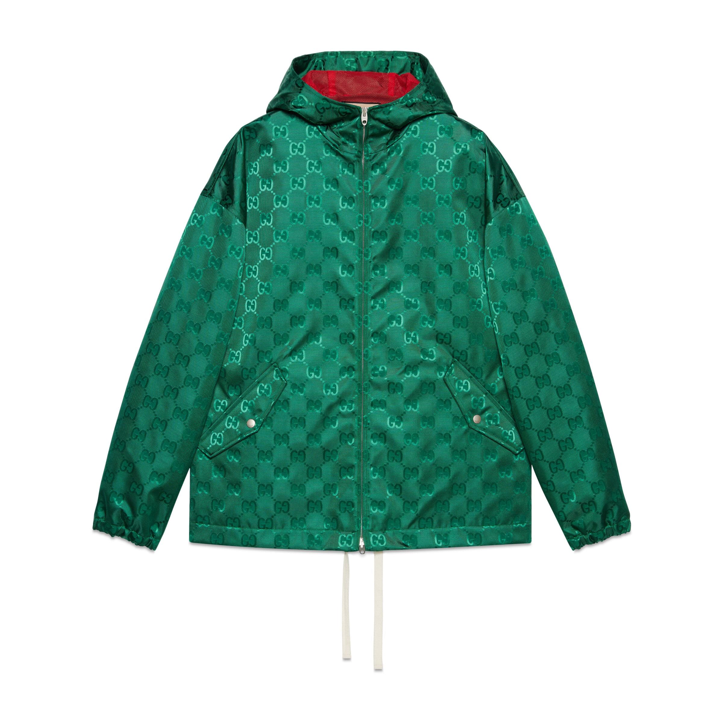 Gucci Water Repellent gg Canvas Jacket in Green for Men | Lyst