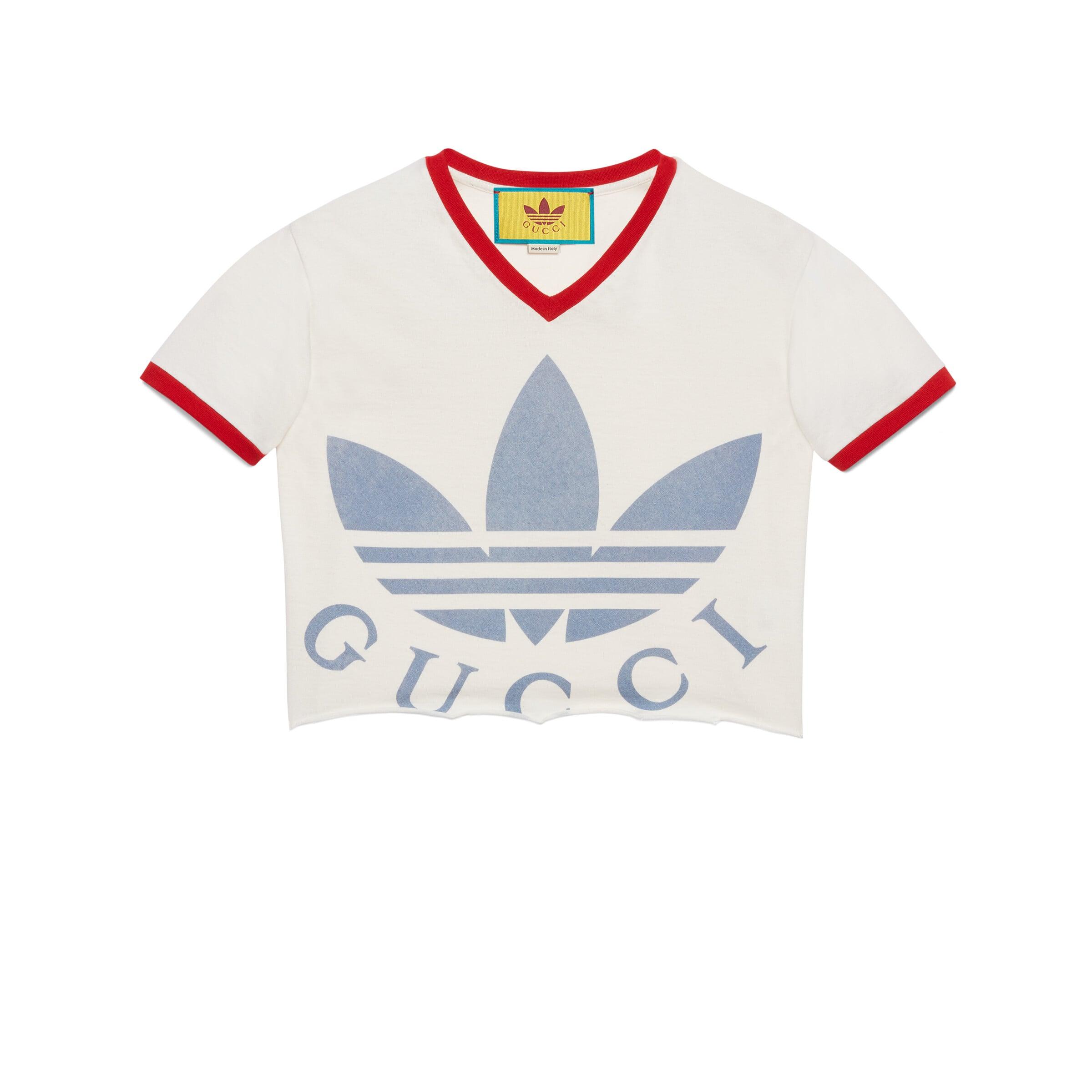 Cotton Jersey Cropped T Shirt in White - Gucci