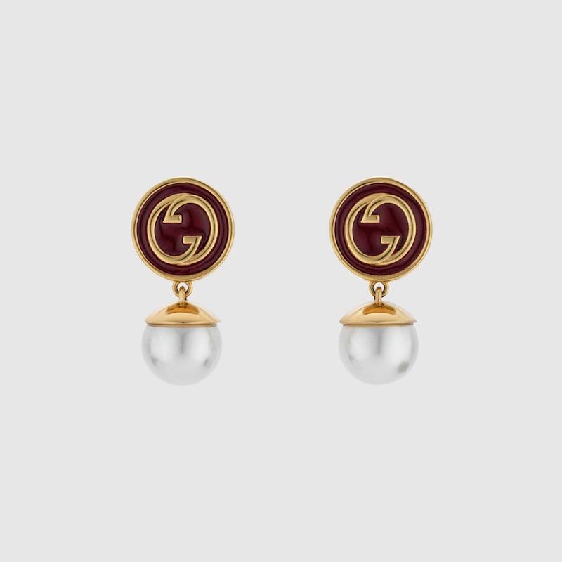 ♡GUCCI♡ ロゴフープイヤリング Gucci Interlocking 18k hoop earrings in 18k yellow gold