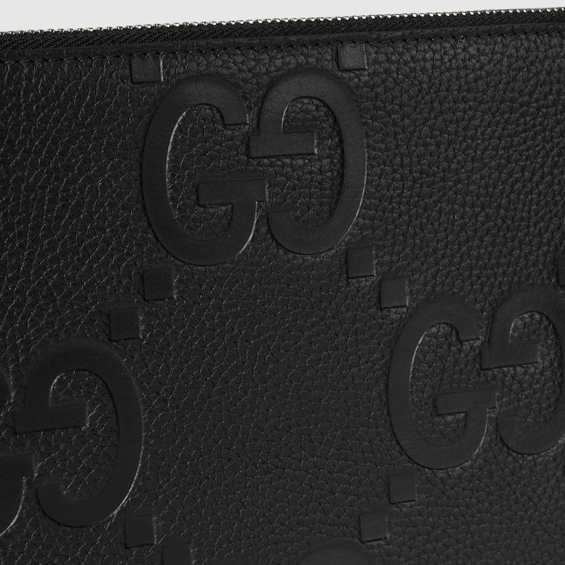 Gucci メンズ ジャンボGg ポーチ, ブラック, Leather 財布 & カード 