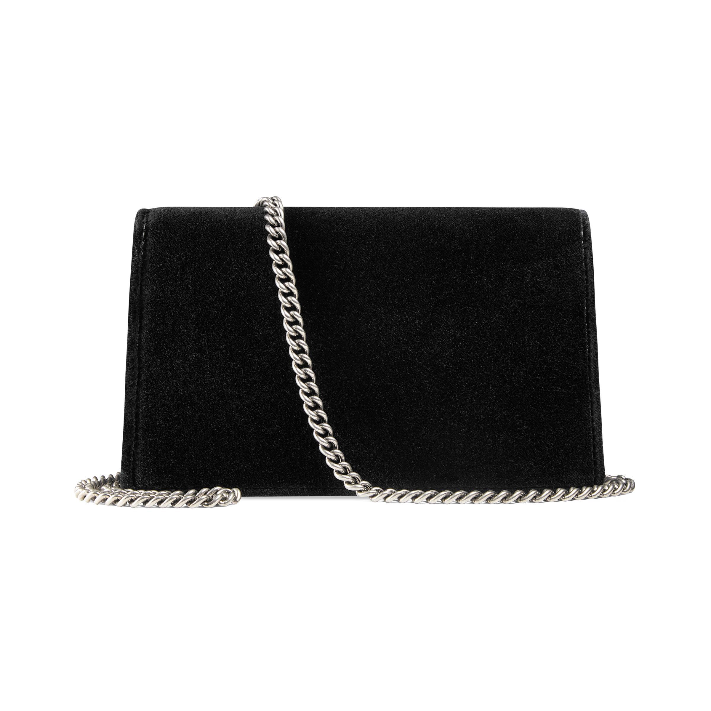 Gucci Dionysus Velvet Super Mini Bag in Black - Lyst
