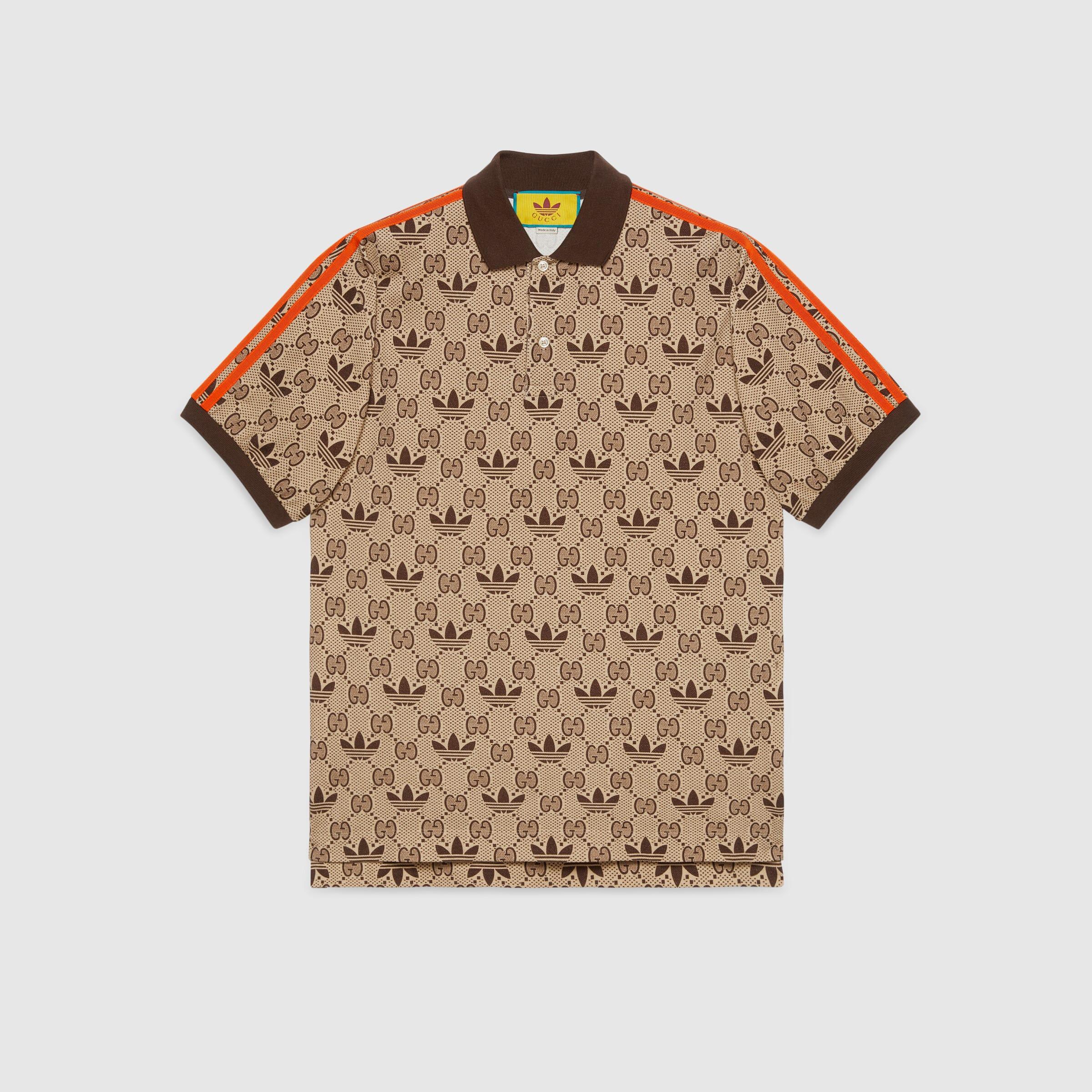 Gucci Adidas X gg Trefoil Polo Shirt in Brown for Men | Lyst