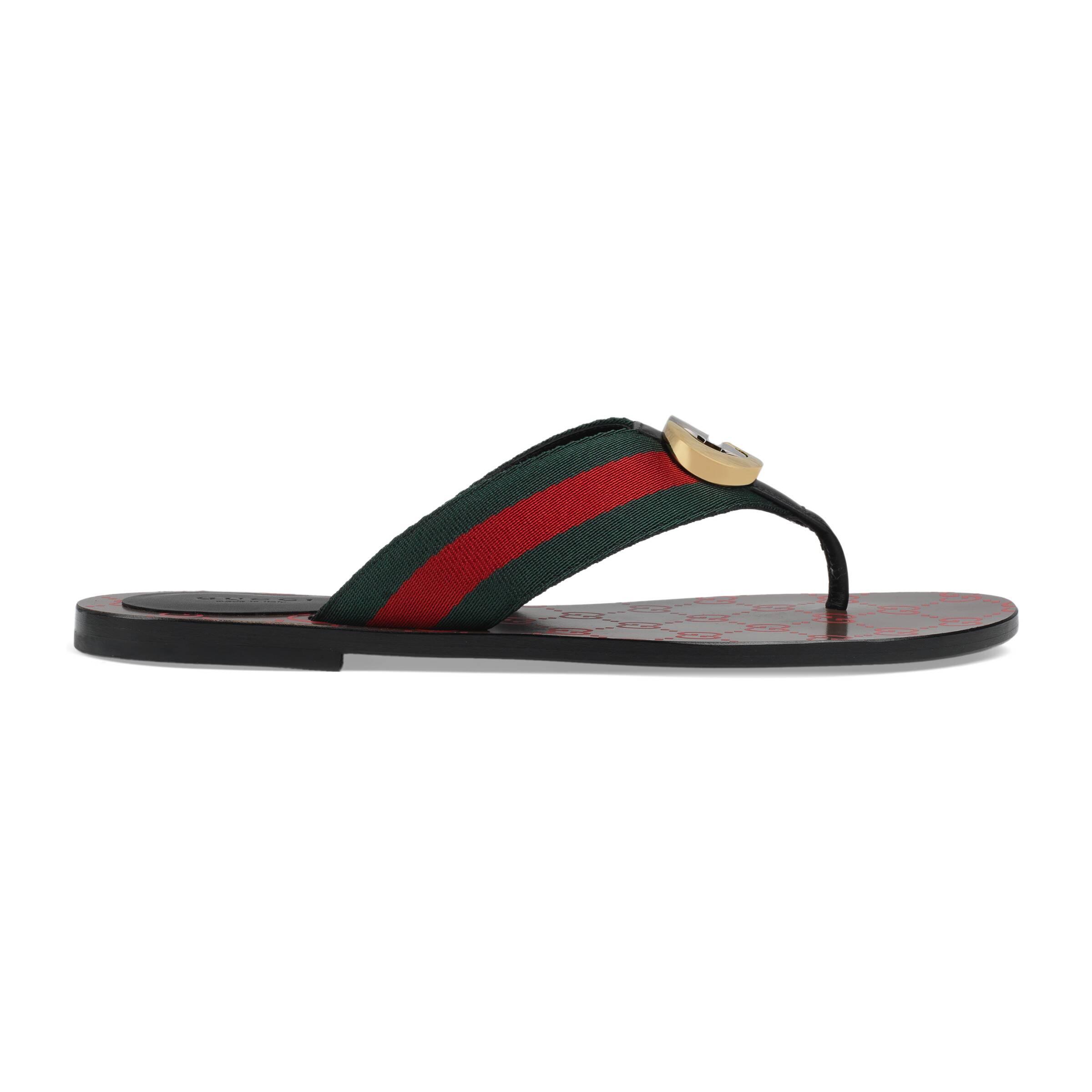 Gucci Synthetic GG Thong Web Sandal in Red - Lyst