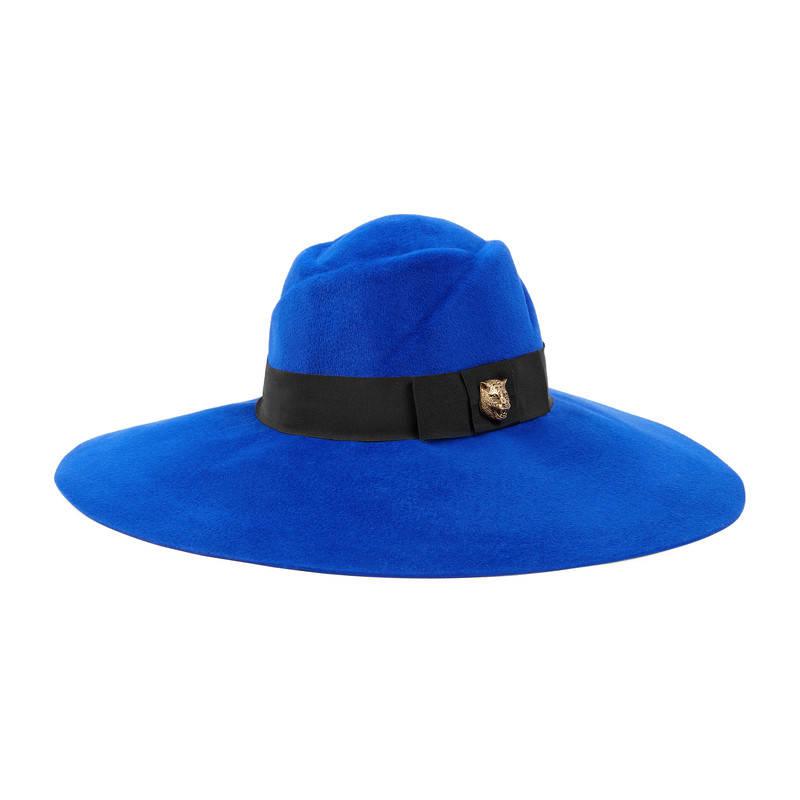Gucci Felt Wide-brim Hat in Blue | Lyst UK