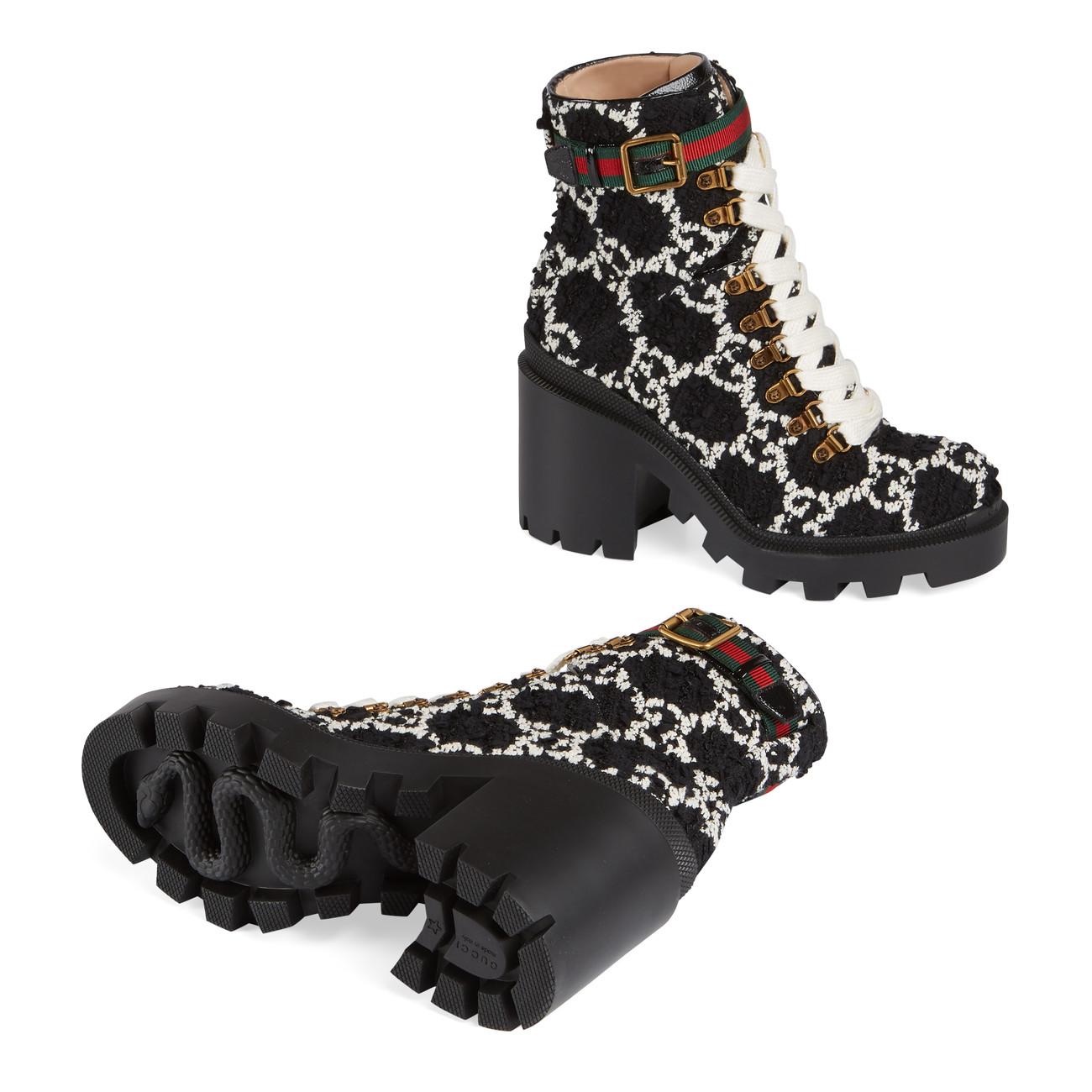 Gucci GG Tweed Ankle Boot in Black/White gg Tweed (Black) - Lyst