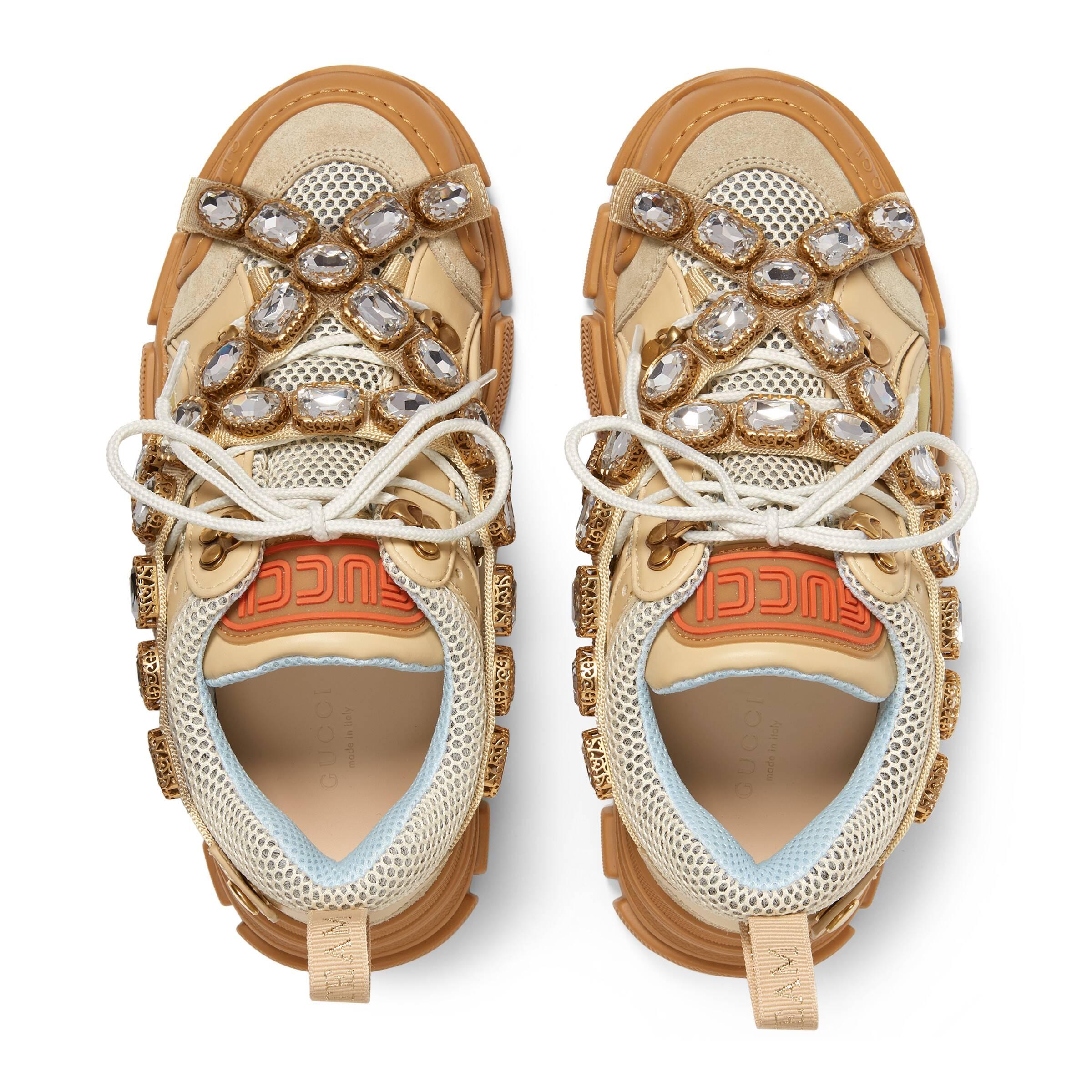 Zapatilla Deportiva Flashtrek con Cristales Desmontables Gucci de color  Neutro | Lyst