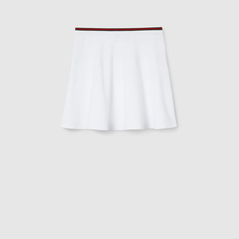 スカート GUCCI COTTON JERSEY SKIRT WITH WEB DETAIL Cotton jersey skirt with Web in white | GUCCI® UK