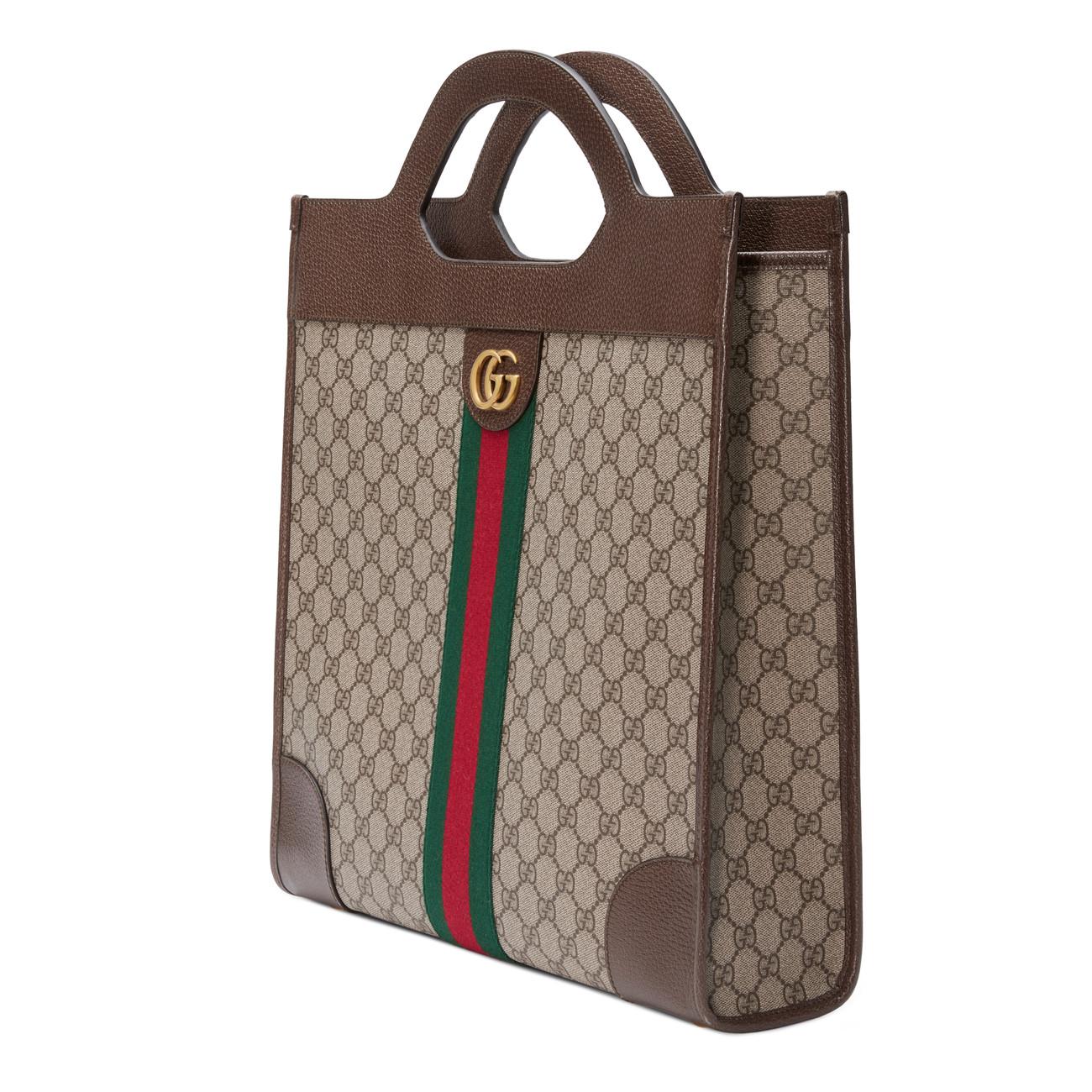 Gucci Leather Ophidia GG Medium Top Handle Tote in Brown for Men - Lyst