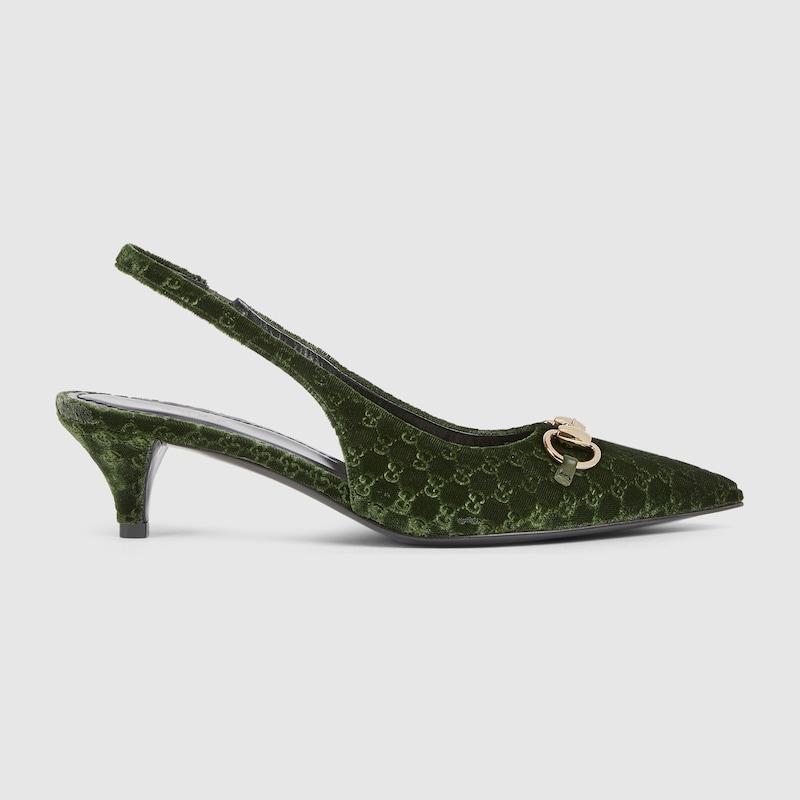 サンダル・ミュール GUCCI WERING 45 SLINGBACK Gucci Horsebit GG 45 leather slingback pumps Gucci