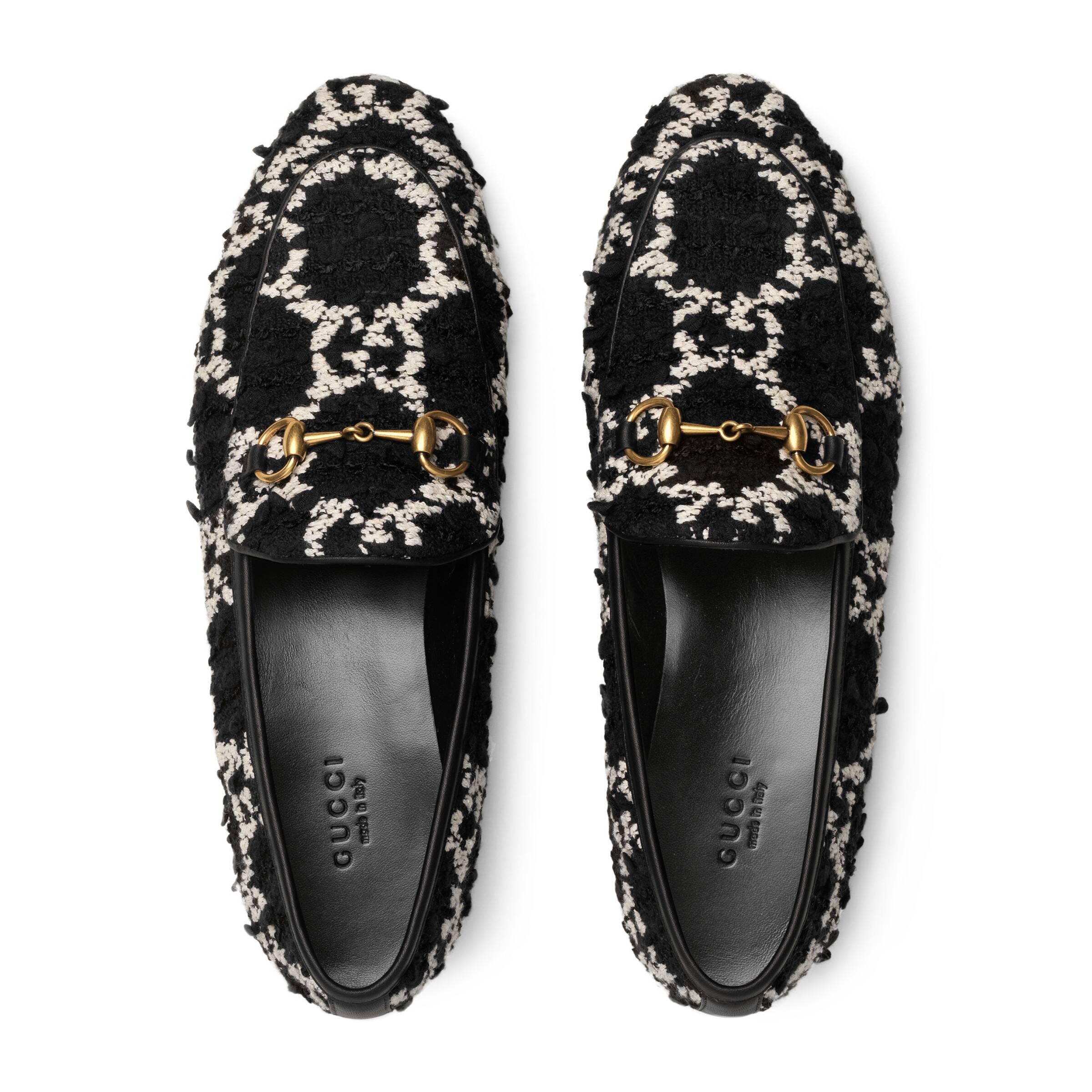 Gucci Jordaan Damen-Loafer aus GG Tweed in Schwarz | Lyst DE