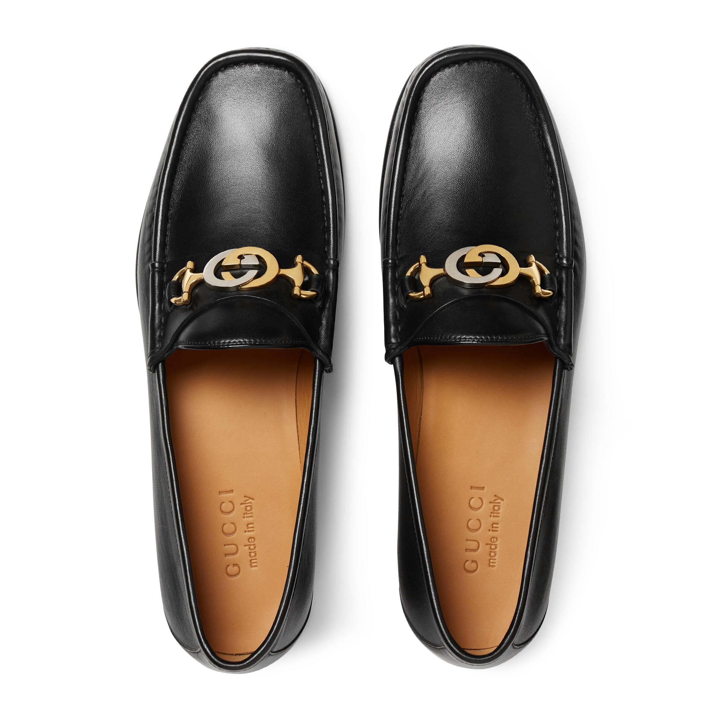 leather loafer with interlocking g horsebit