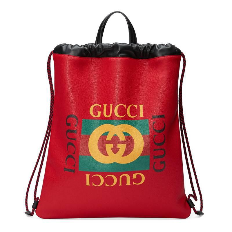 Gucci Leather Drawstring Backpack in 
