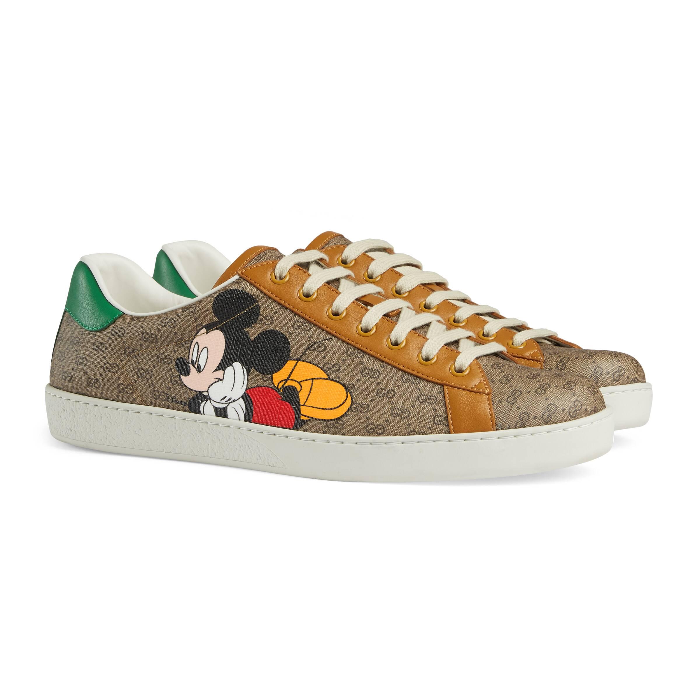 Gucci Natural Multi Ace x Disney Mickey Mouse GG Monogram Leather Trimmed  Coated Canvas Low Top Sneakers Multiple colors ref.961914 - Joli Closet
