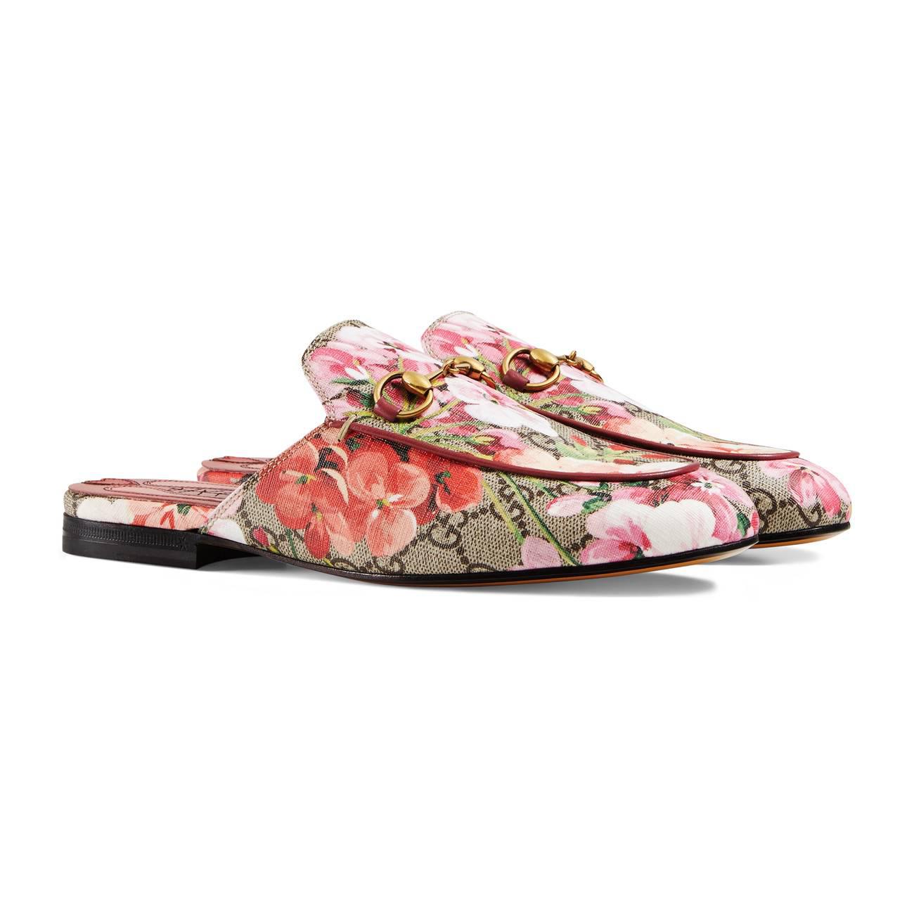 Gucci Canvas Princetown GG Blooms Slipper in Pink & Purple (Pink) - Lyst