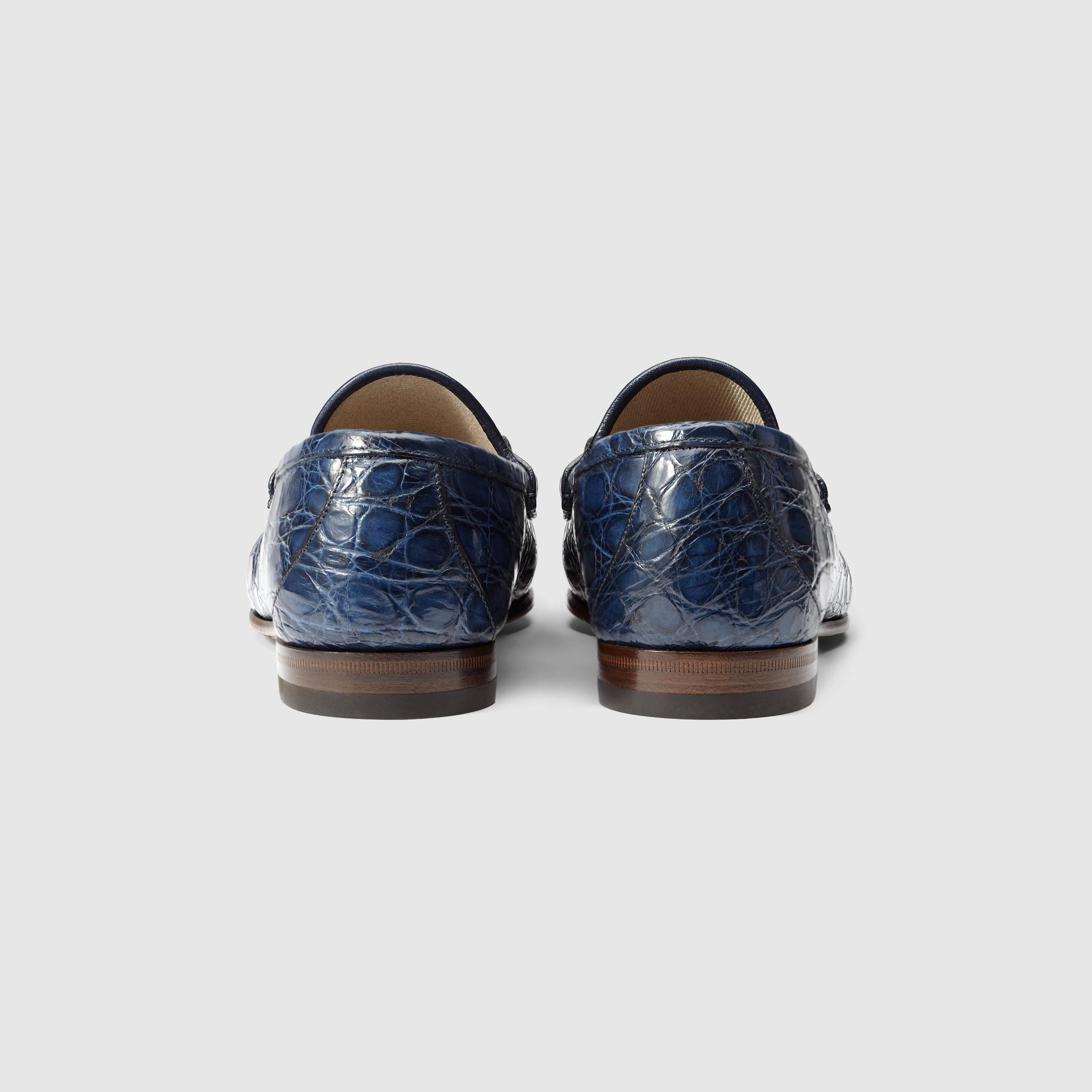 Gucci Crocodile Loafers in Blue | Lyst